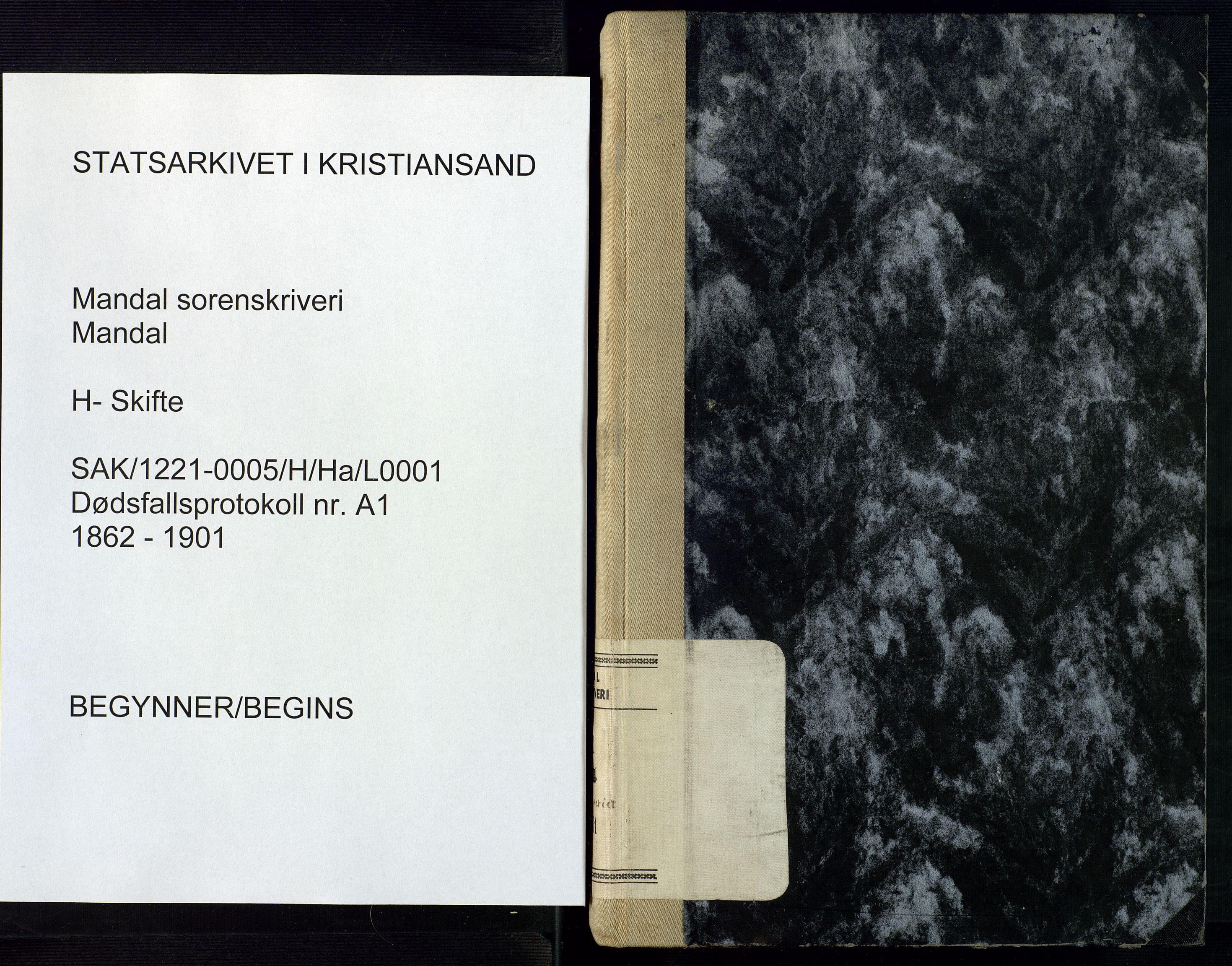 Mandal sorenskriveri, AV/SAK-1221-0005/001/H/Ha/L0001: Dødsfall hele sorenskriveriet nr A1, 1862-1901