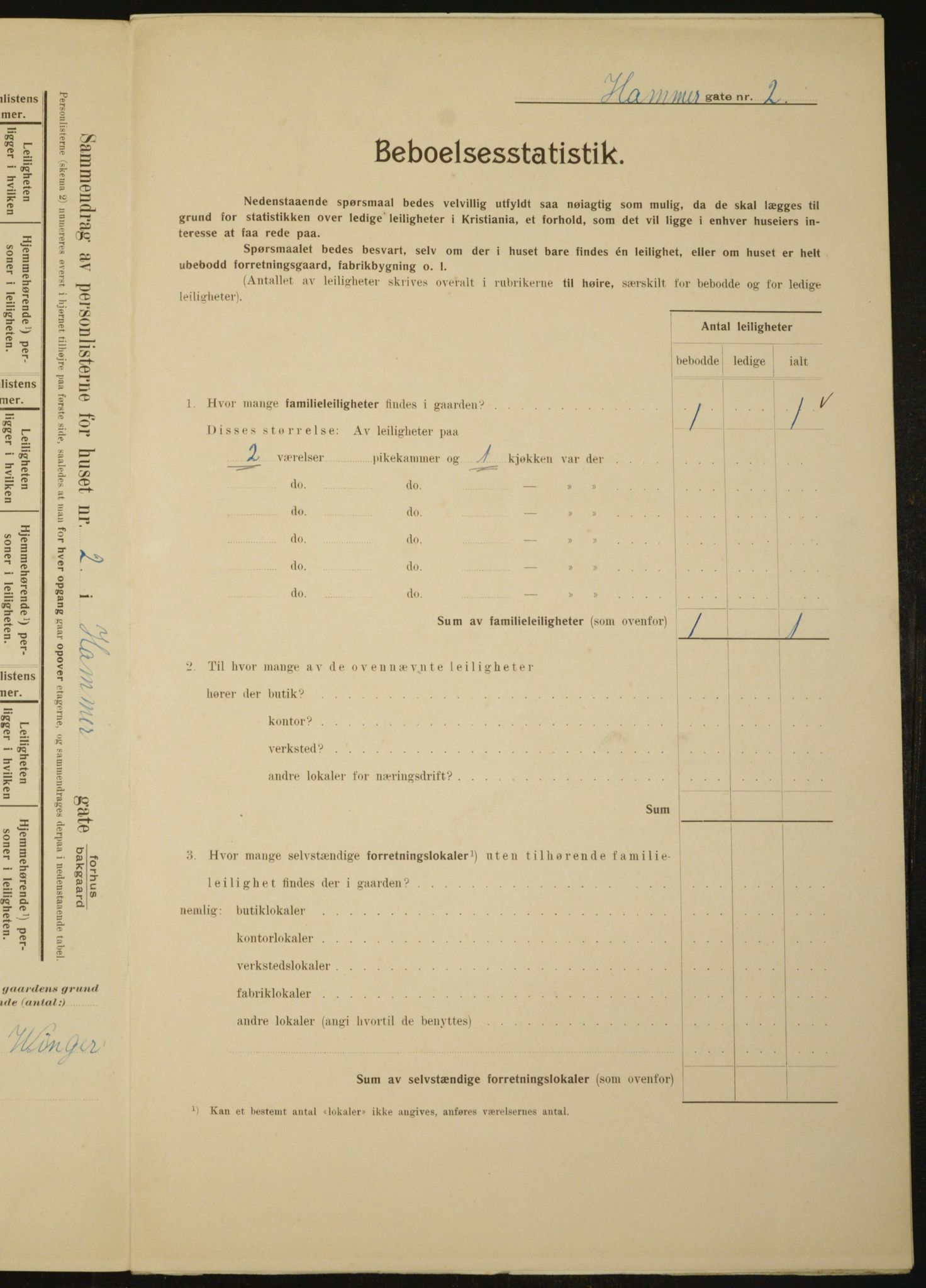 OBA, Municipal Census 1910 for Kristiania, 1910, p. 32190