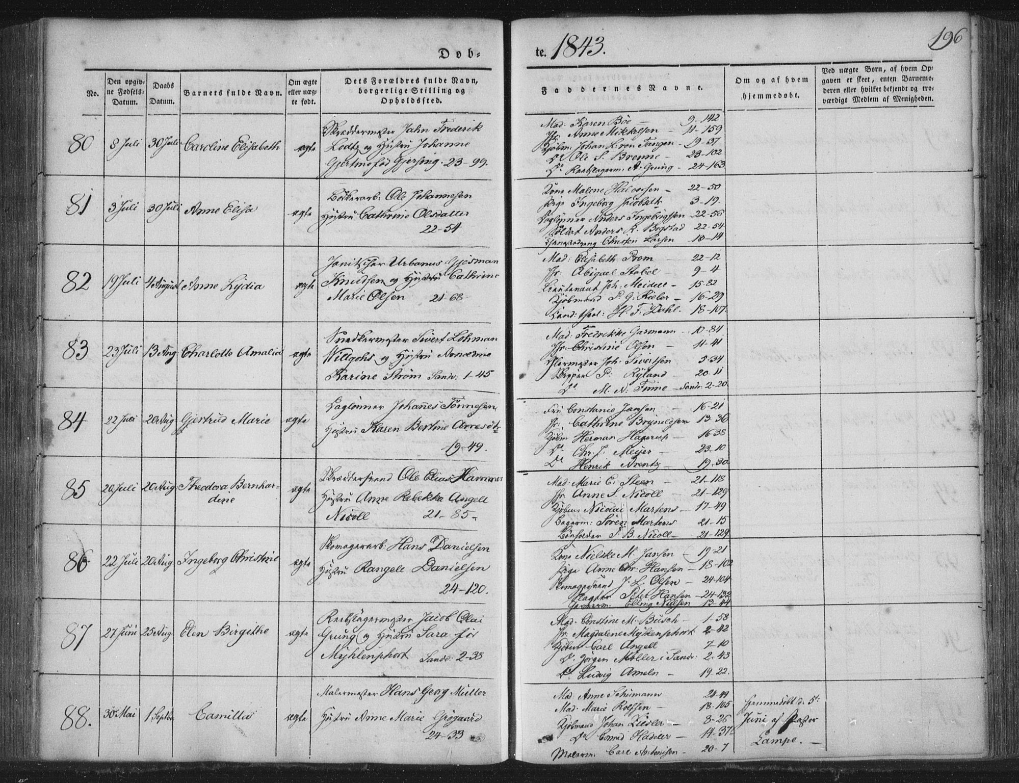 Korskirken sokneprestembete, SAB/A-76101/H/Haa/L0016: Parish register (official) no. B 2, 1841-1851, p. 196
