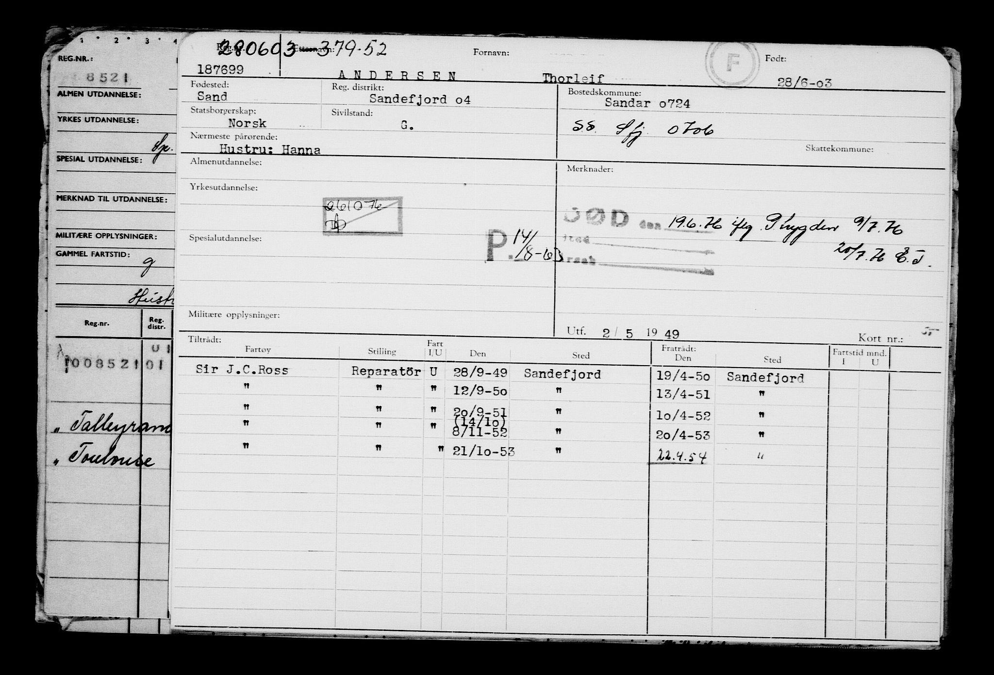 Direktoratet for sjømenn, RA/S-3545/G/Gb/L0049: Hovedkort, 1903, p. 482