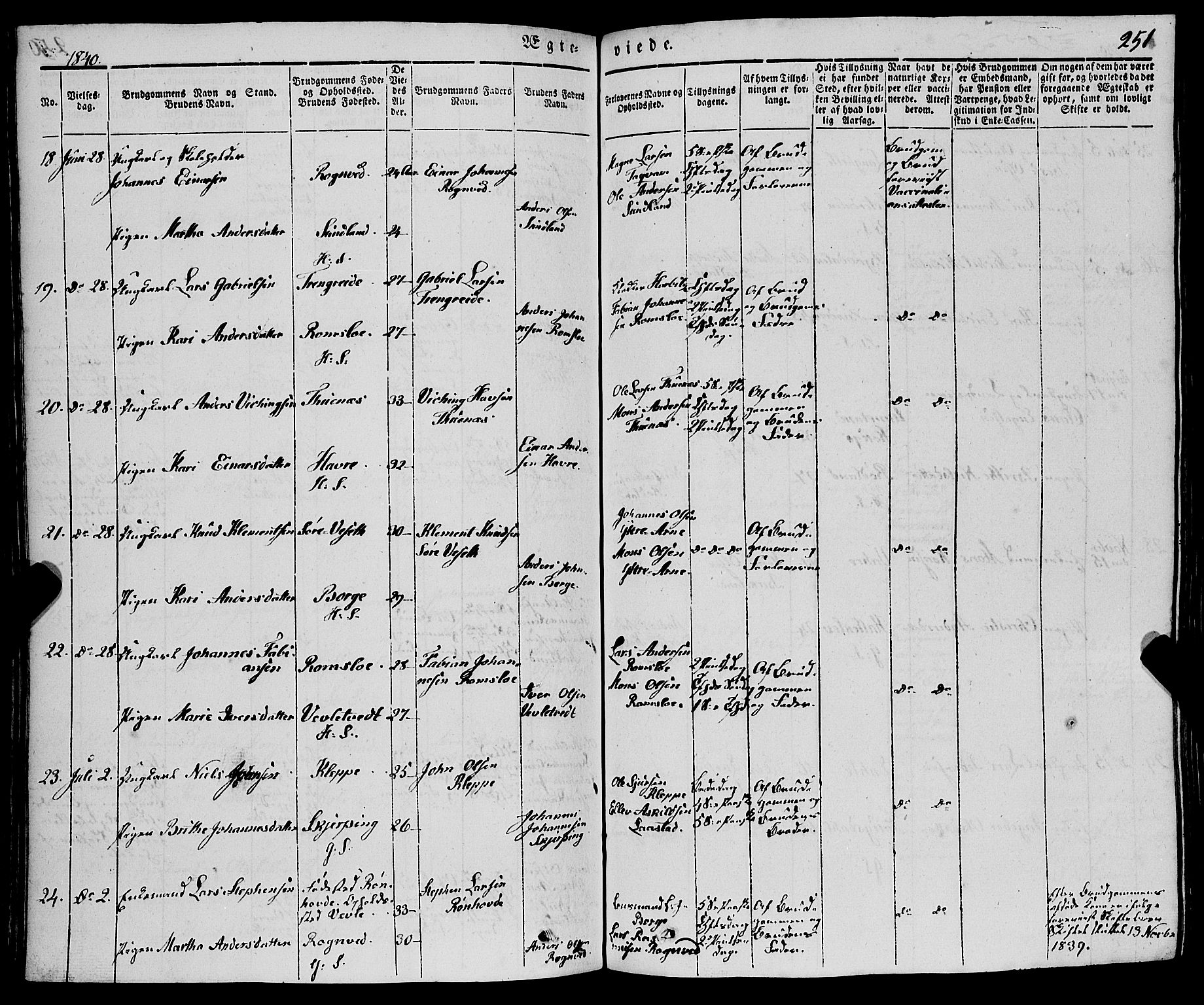 Haus sokneprestembete, AV/SAB-A-75601/H/Haa: Parish register (official) no. A 15, 1838-1847, p. 251