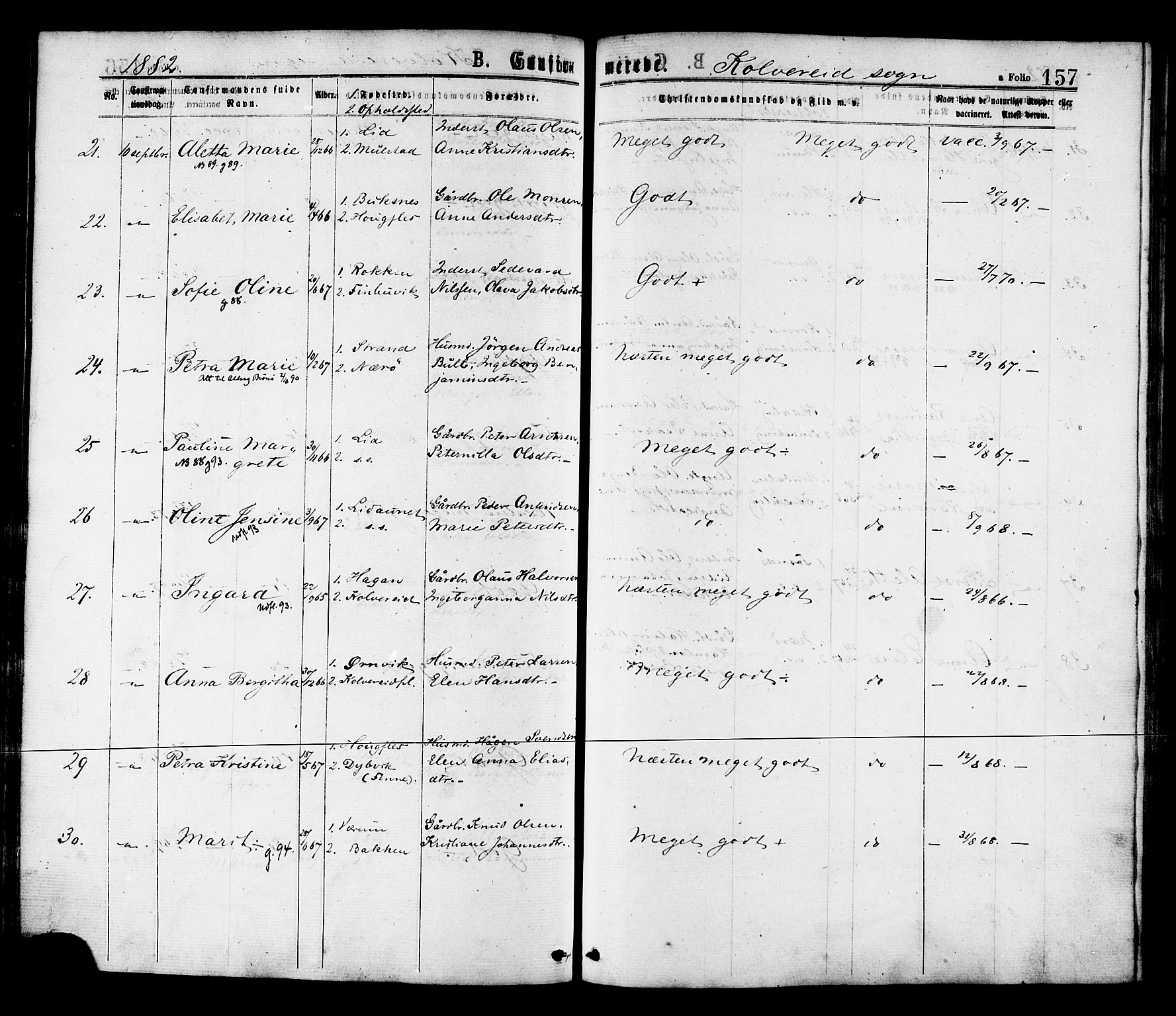 Ministerialprotokoller, klokkerbøker og fødselsregistre - Nord-Trøndelag, AV/SAT-A-1458/780/L0642: Parish register (official) no. 780A07 /1, 1874-1885, p. 157