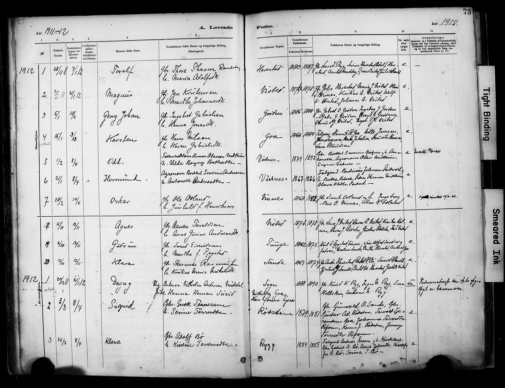 Hetland sokneprestkontor, SAST/A-101826/30/30BA/L0009: Parish register (official) no. A 9, 1882-1918, p. 73