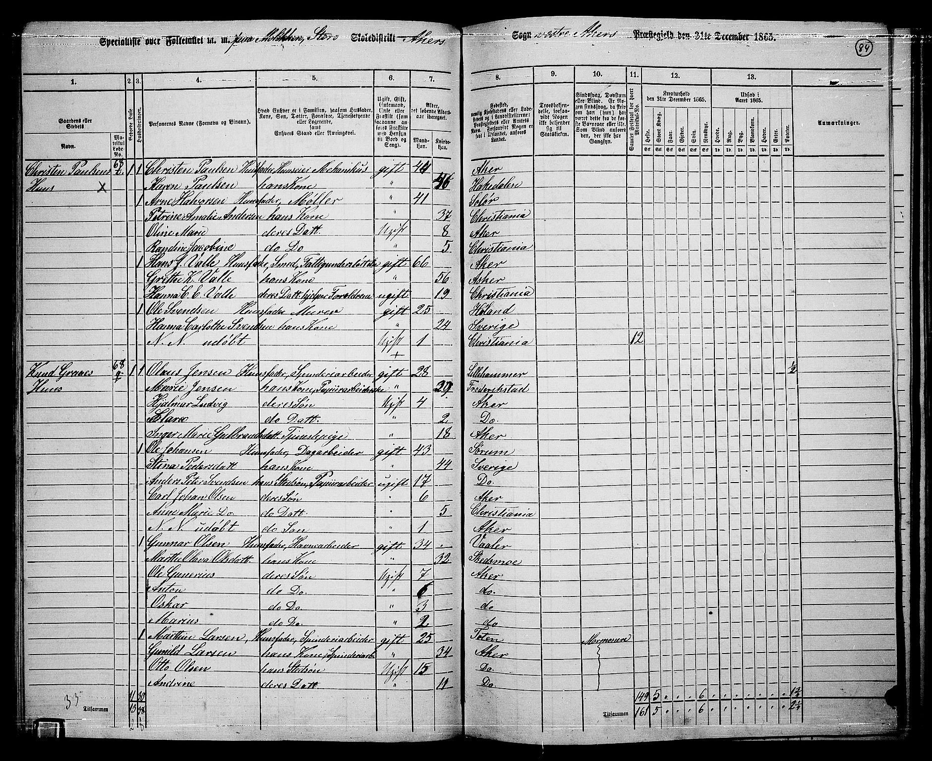 RA, 1865 census for Vestre Aker, 1865, p. 252