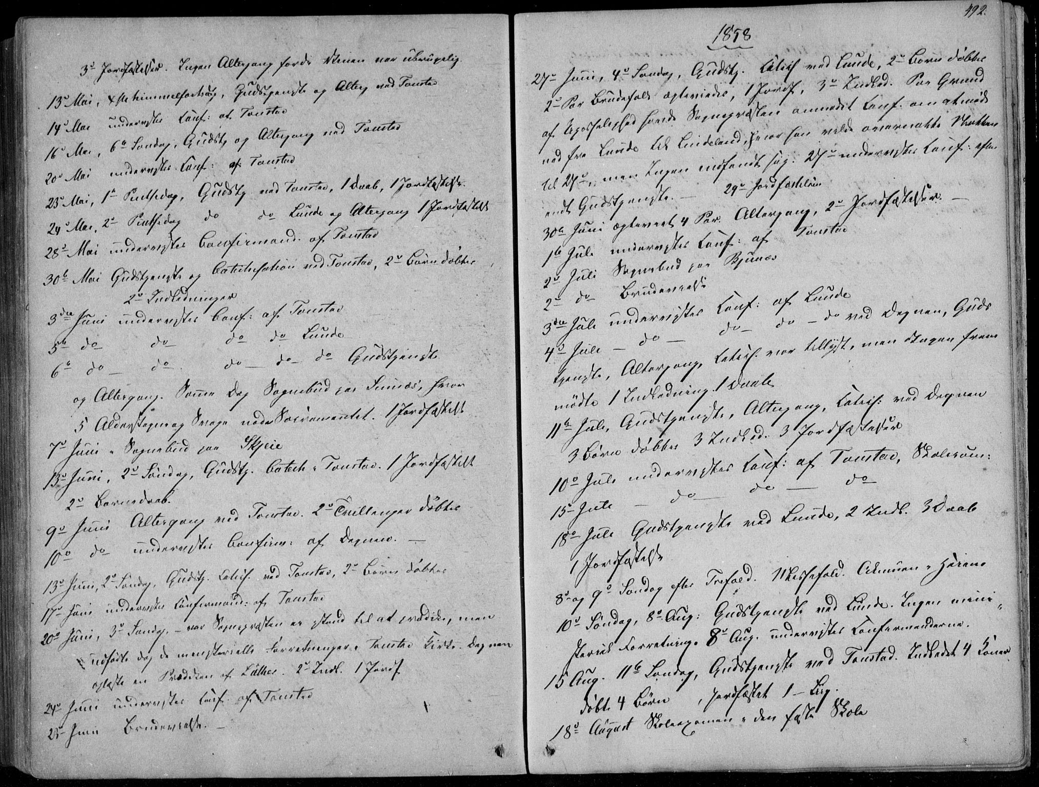 Sirdal sokneprestkontor, AV/SAK-1111-0036/F/Fa/Fab/L0002: Parish register (official) no. A 2, 1855-1874, p. 492