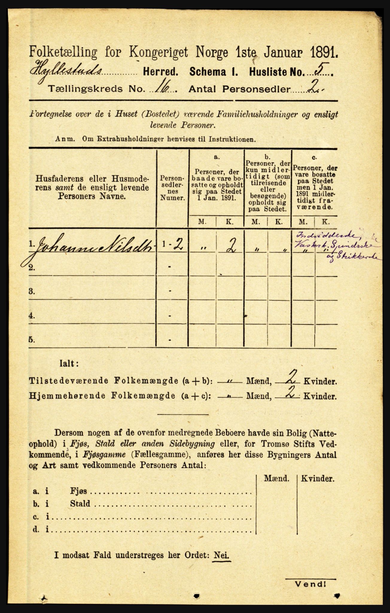 RA, 1891 census for 1413 Hyllestad, 1891, p. 2829