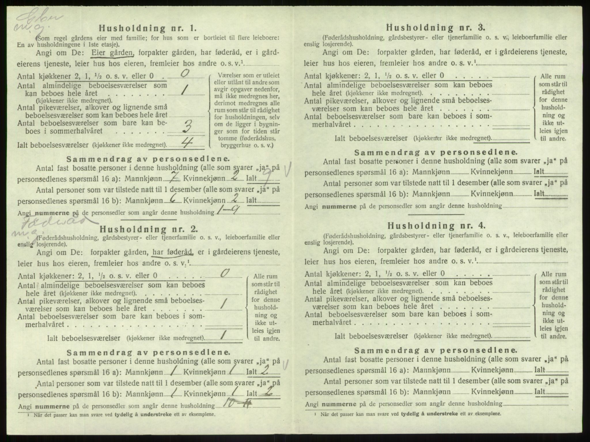 SAB, 1920 census for Fjaler, 1920, p. 1012