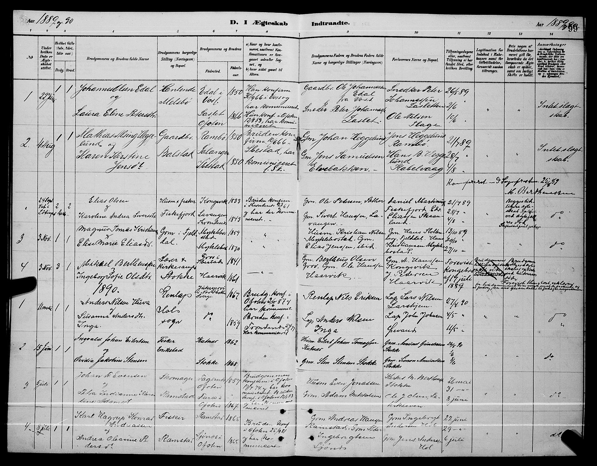 Ministerialprotokoller, klokkerbøker og fødselsregistre - Nordland, AV/SAT-A-1459/865/L0931: Parish register (copy) no. 865C03, 1885-1901, p. 99