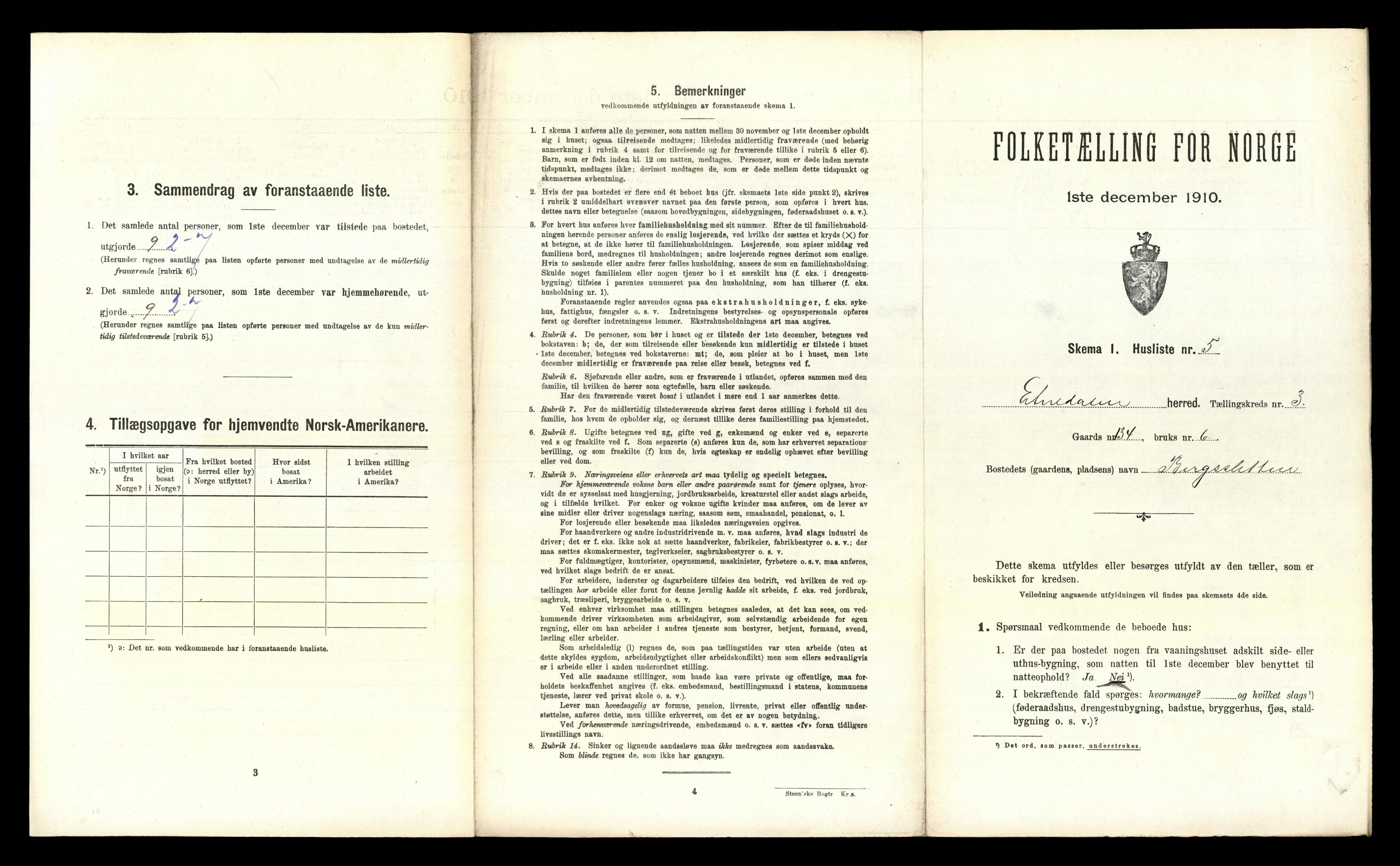 RA, 1910 census for Etnedal, 1910, p. 251