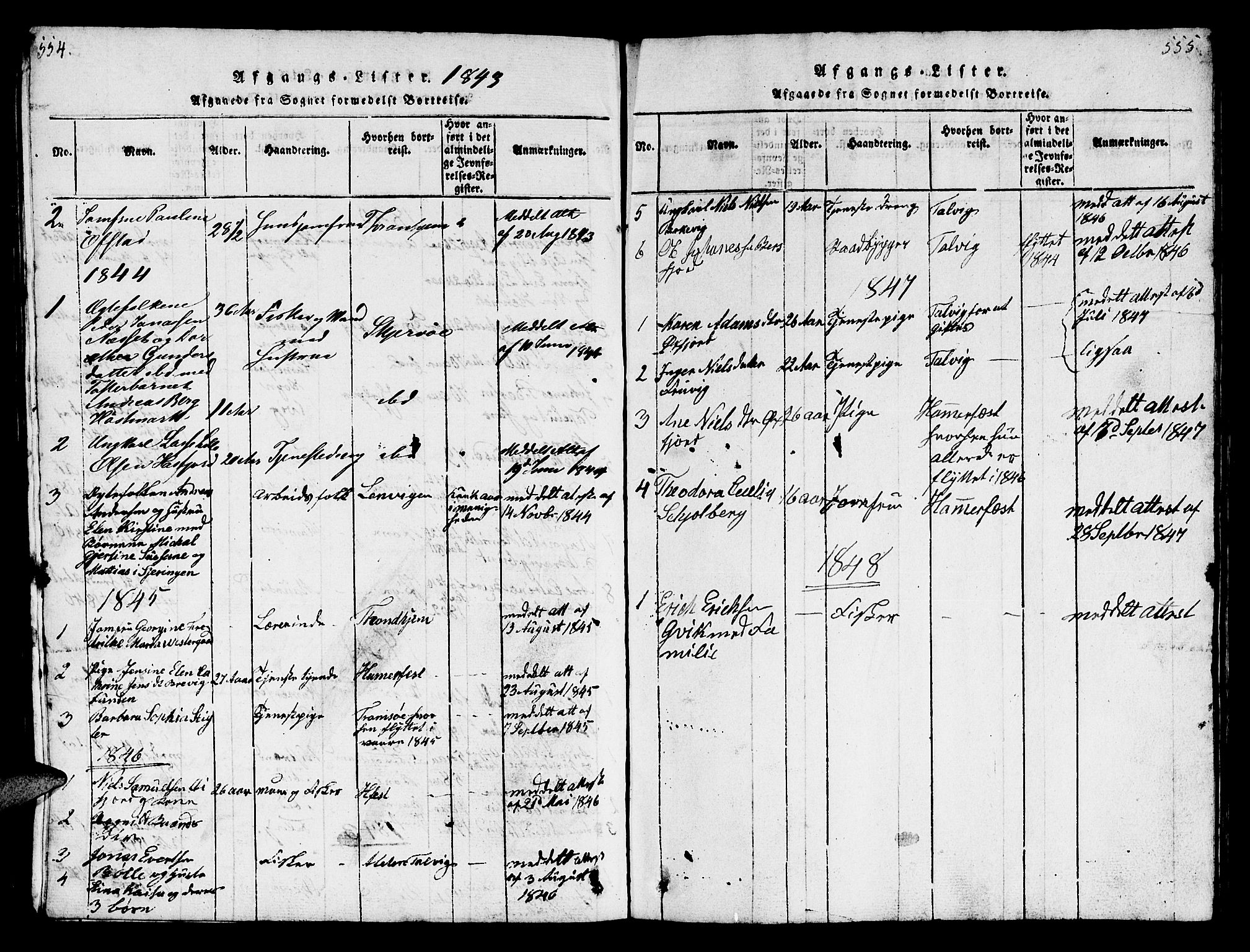 Loppa sokneprestkontor, SATØ/S-1339/H/Hb/L0001klokker: Parish register (copy) no. 1, 1820-1849, p. 554-555