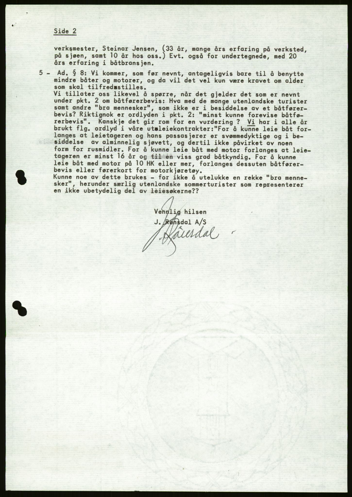 Sjøfartsdirektoratet med forløpere, generelt arkiv, AV/RA-S-1407/D/Du/Duc/L0642/0001: Skipskontrollen - Forskrifter / Forskrift om utleiebåter (2 mapper), 1978-1987, p. 385