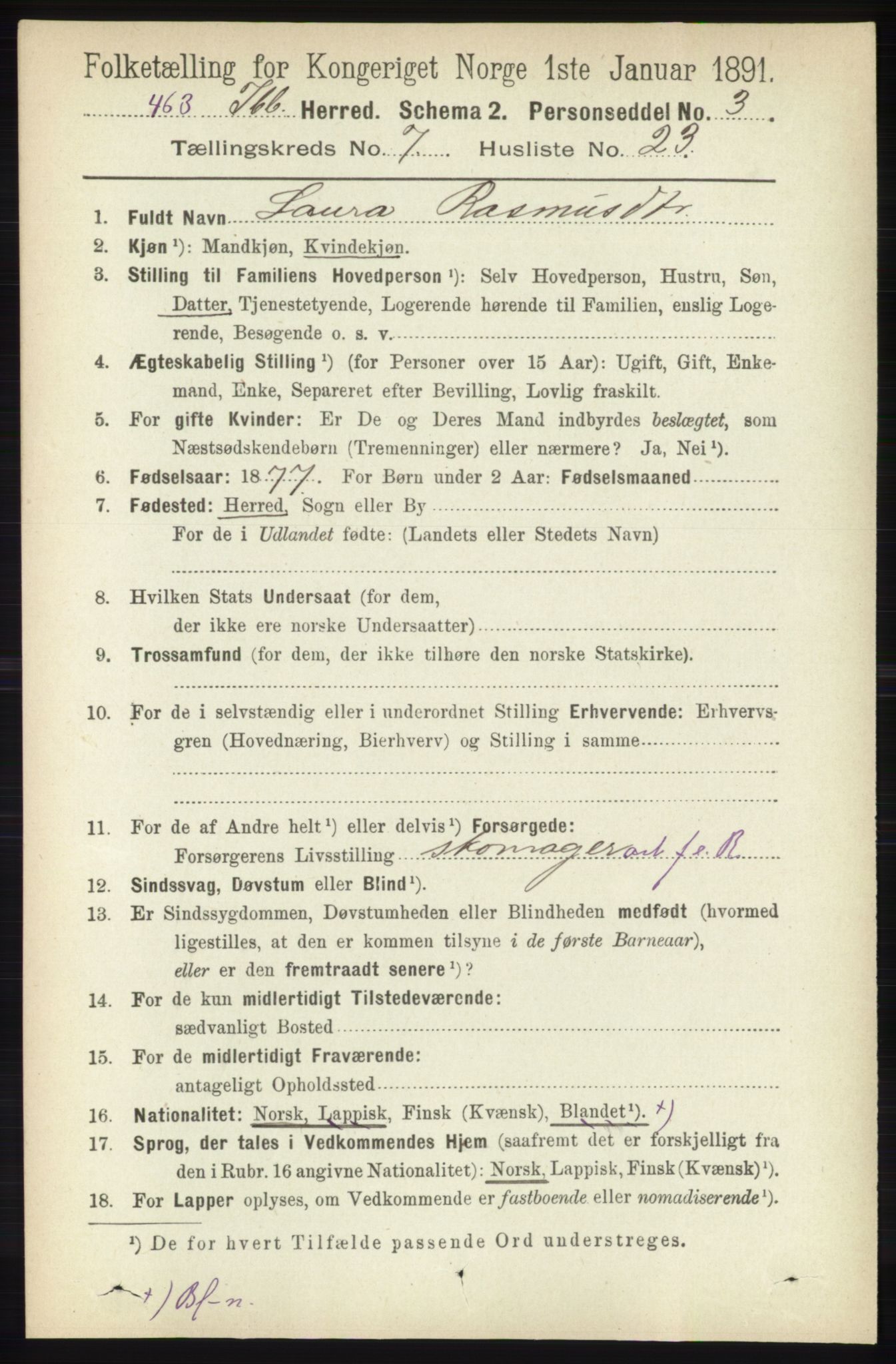 RA, 1891 census for 1917 Ibestad, 1891, p. 4311