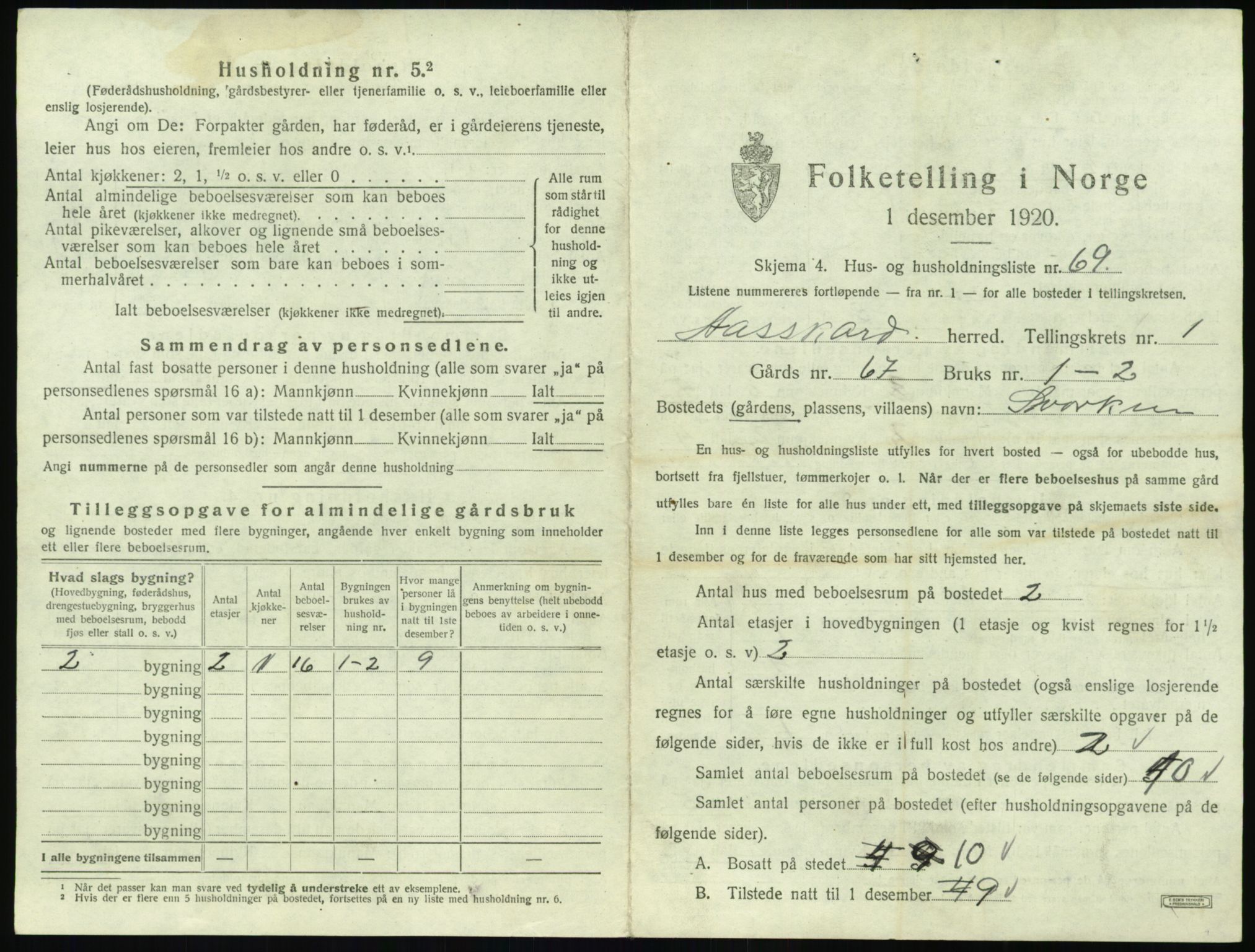 SAT, 1920 census for Åsskard, 1920, p. 157