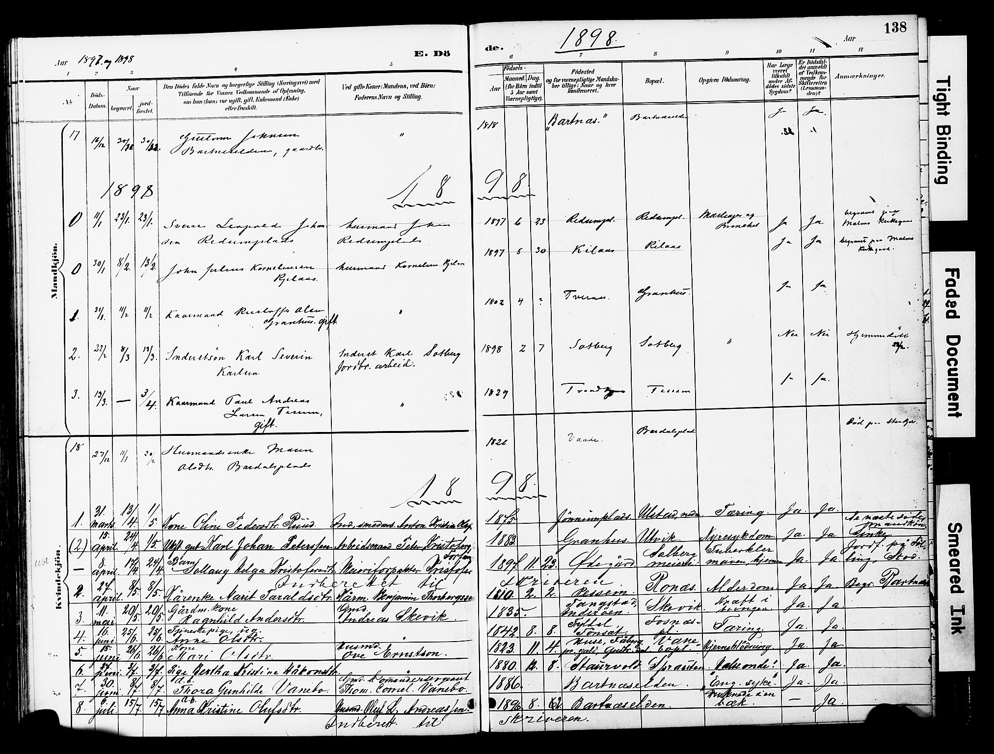 Ministerialprotokoller, klokkerbøker og fødselsregistre - Nord-Trøndelag, SAT/A-1458/741/L0396: Parish register (official) no. 741A10, 1889-1901, p. 138