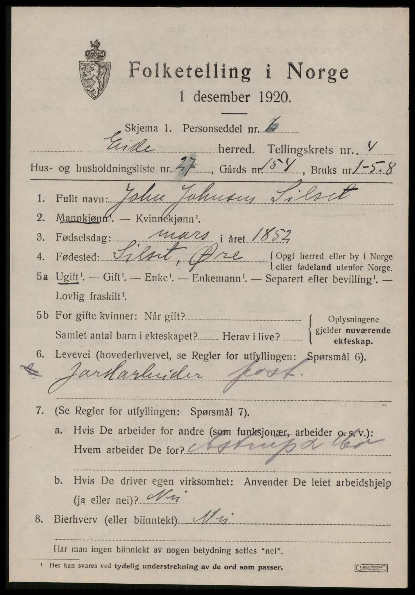 SAT, 1920 census for Eid (MR), 1920, p. 2226