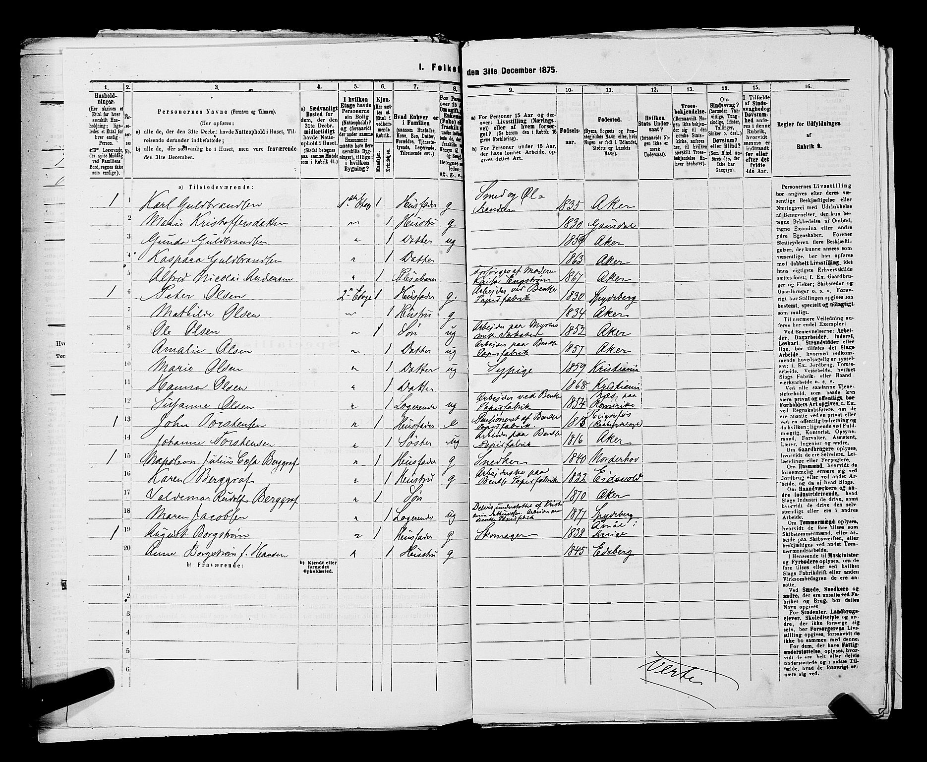 RA, 1875 census for 0301 Kristiania, 1875, p. 6580