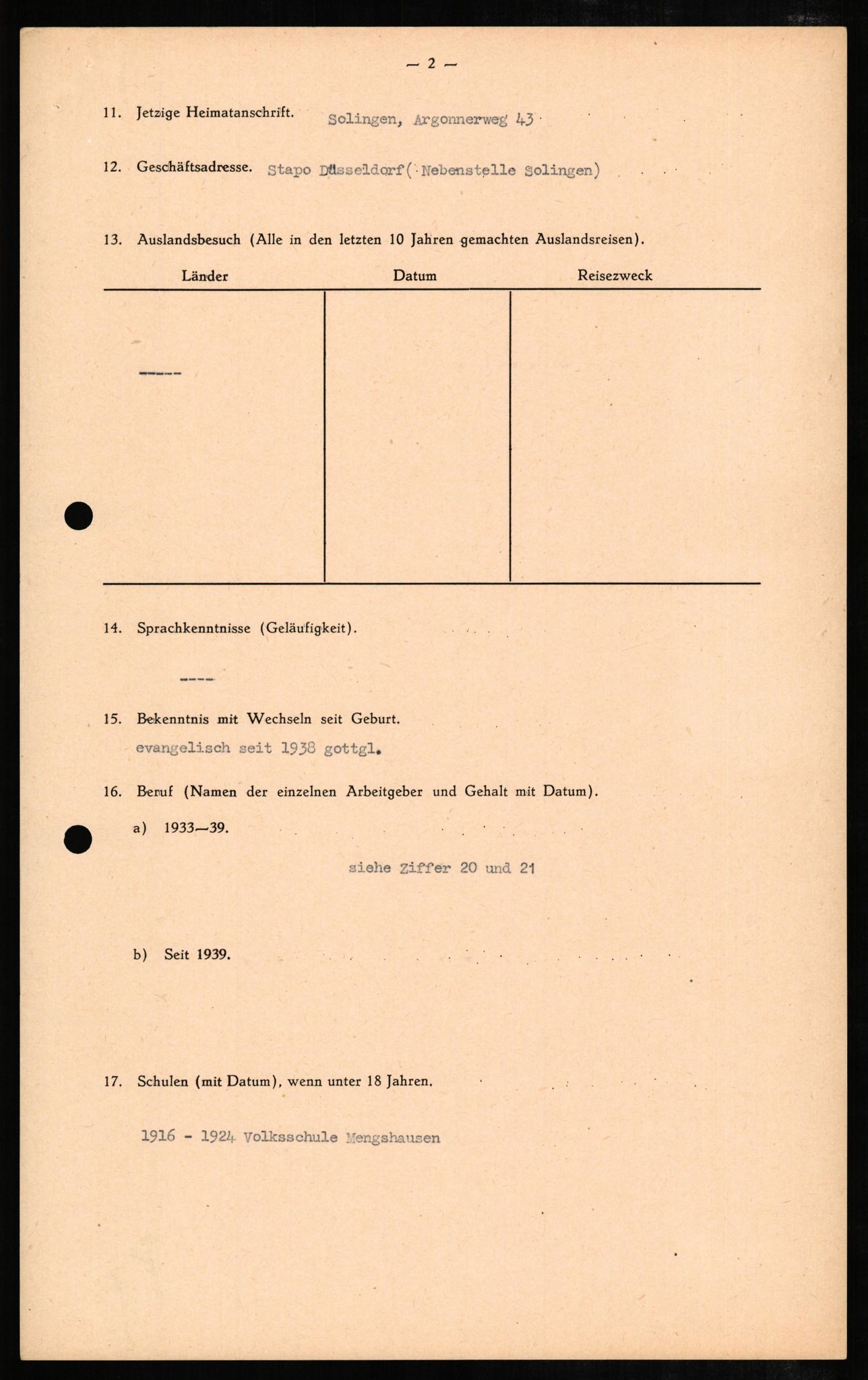 Forsvaret, Forsvarets overkommando II, AV/RA-RAFA-3915/D/Db/L0007: CI Questionaires. Tyske okkupasjonsstyrker i Norge. Tyskere., 1945-1946, p. 117