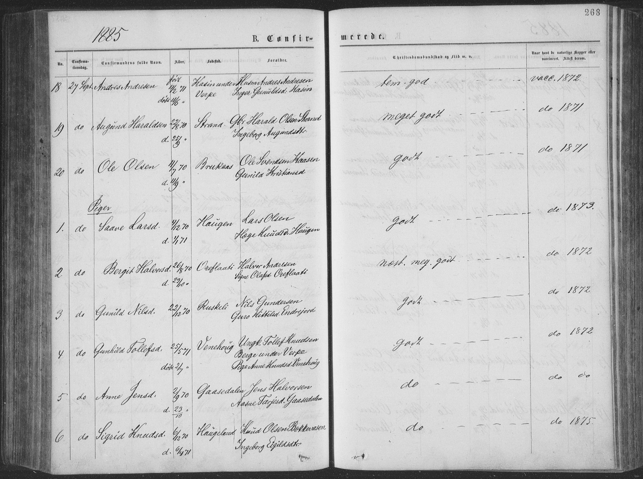 Seljord kirkebøker, AV/SAKO-A-20/F/Fa/L0014: Parish register (official) no. I 14, 1877-1886, p. 268