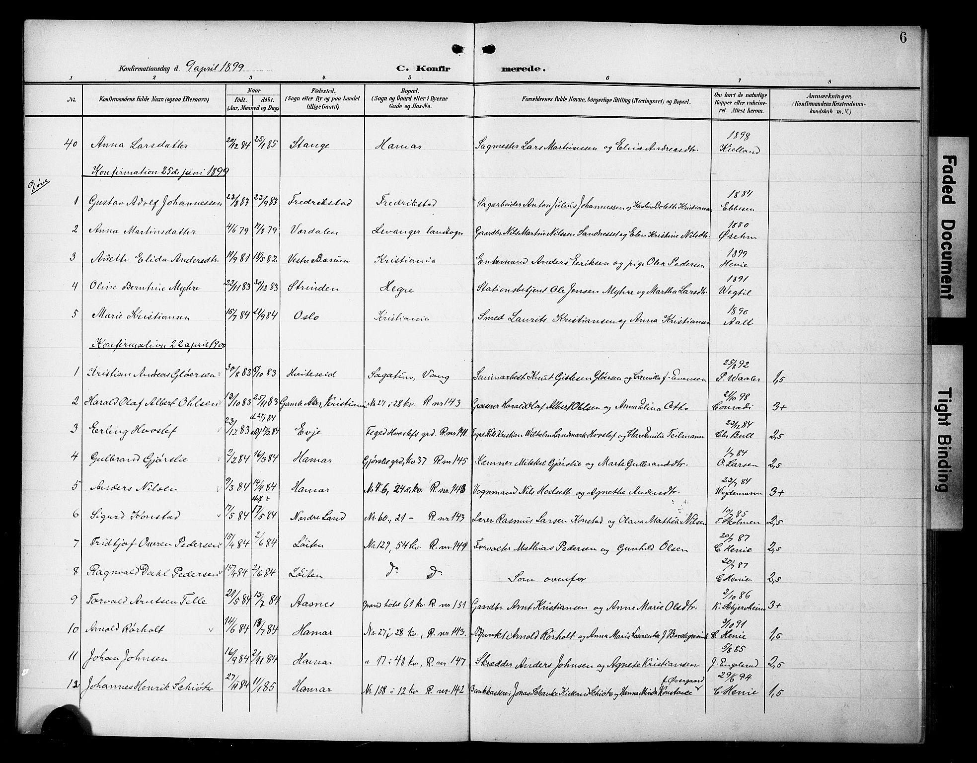 Hamar prestekontor, SAH/DOMPH-002/H/Ha/Hab/L0002: Parish register (copy) no. 2, 1899-1929, p. 6