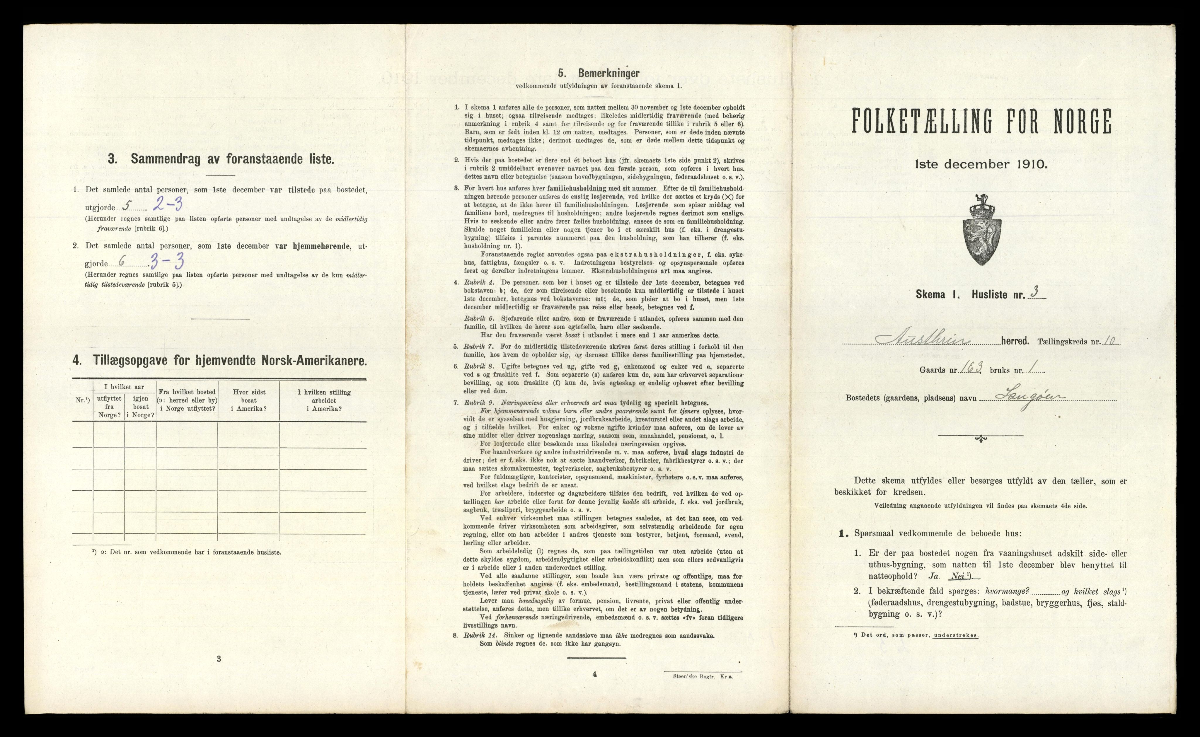 RA, 1910 census for Austrheim, 1910, p. 622