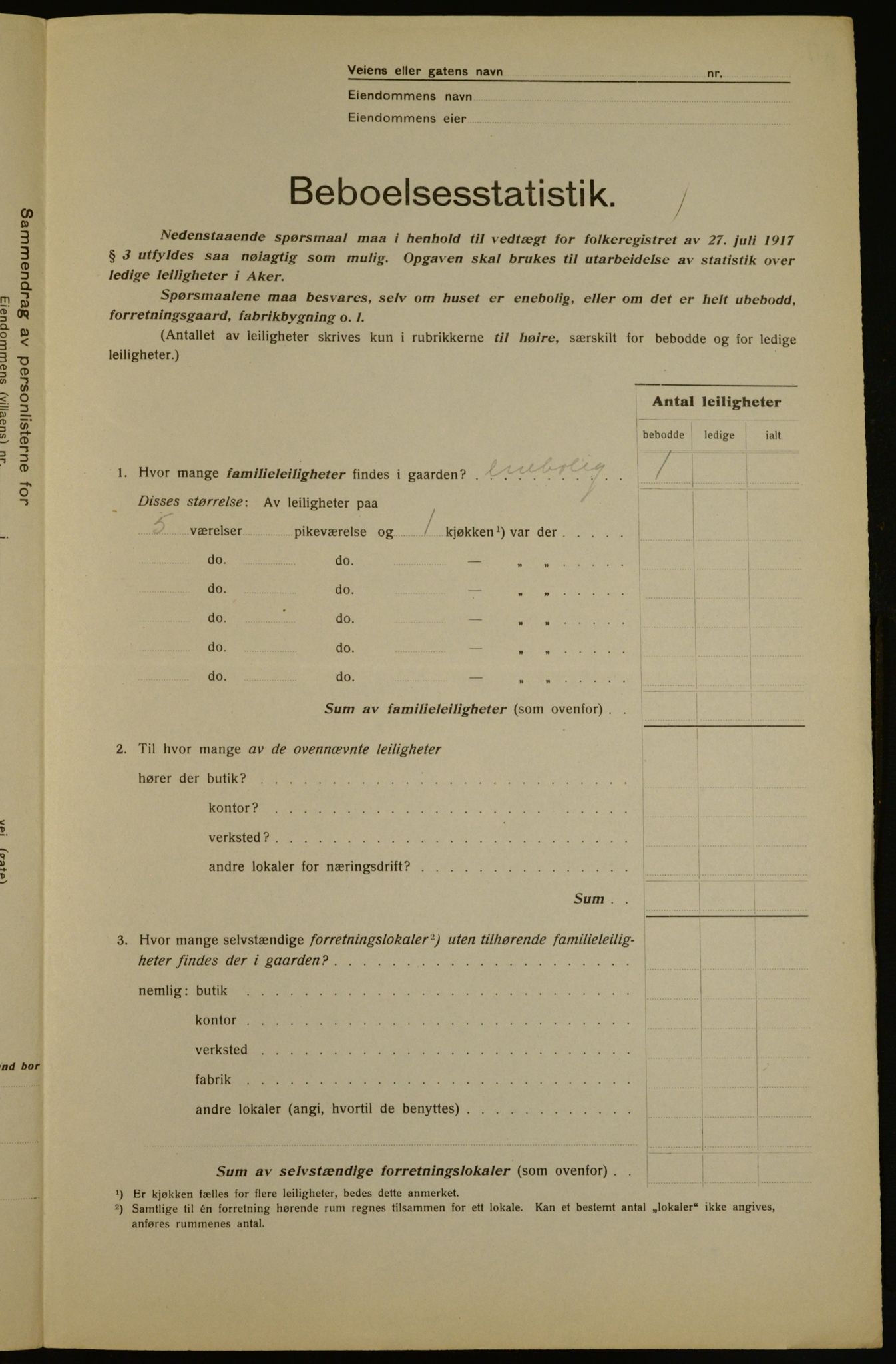 OBA, Municipal Census 1917 for Aker, 1917, p. 84