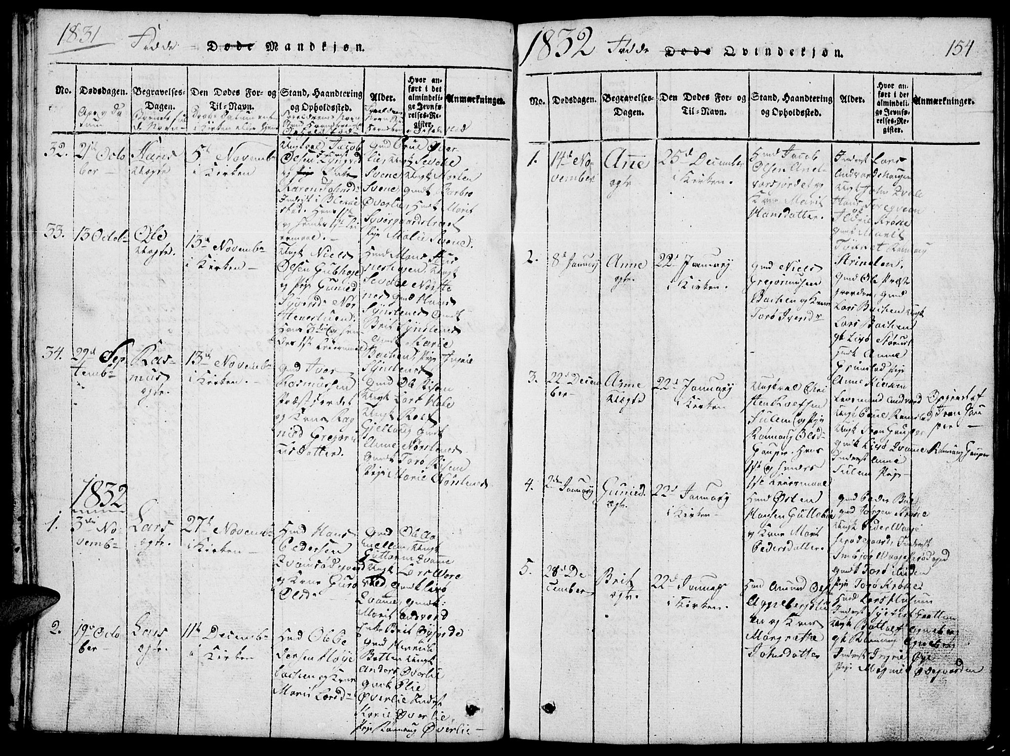 Lom prestekontor, SAH/PREST-070/L/L0001: Parish register (copy) no. 1, 1815-1836, p. 154