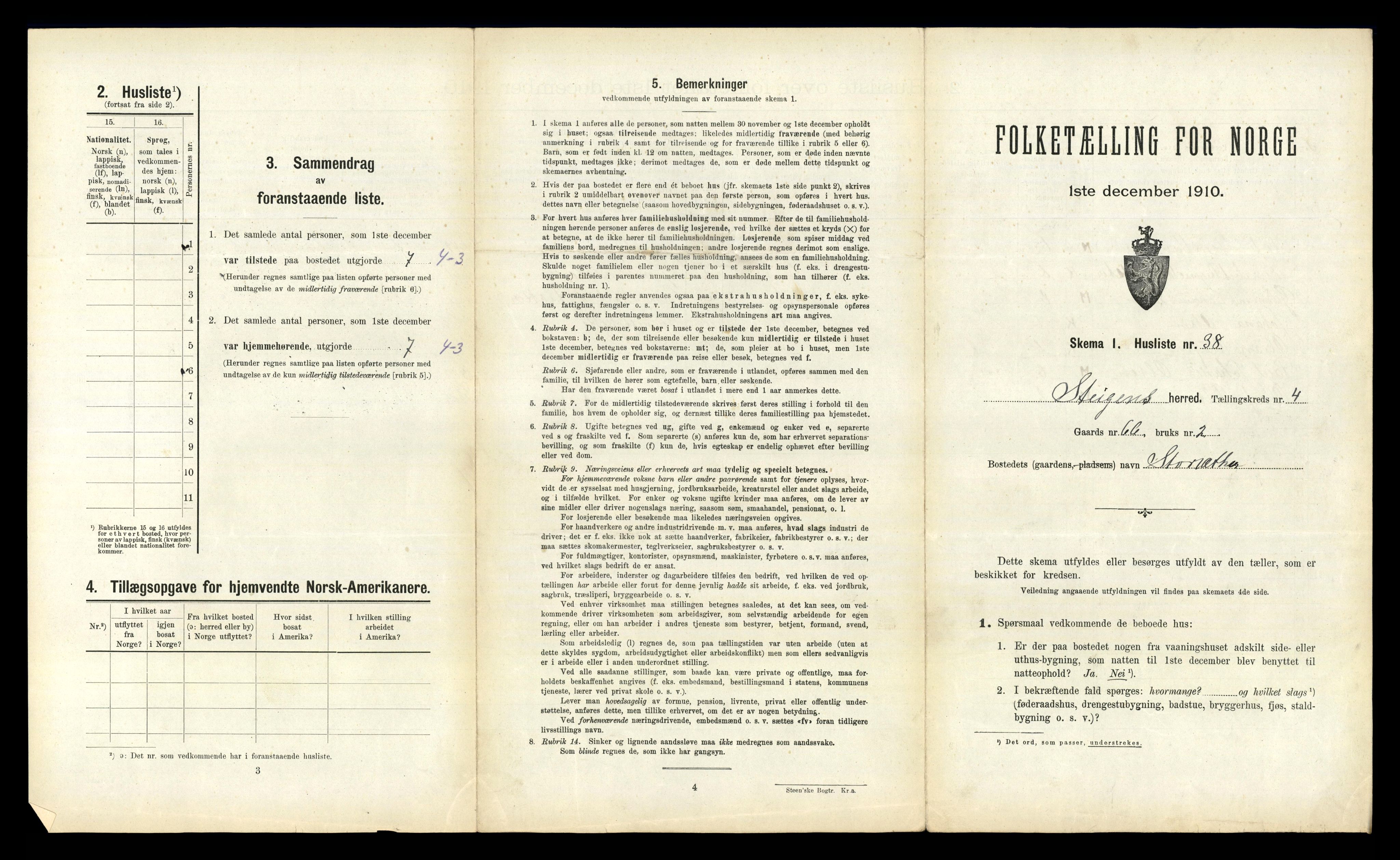 RA, 1910 census for Steigen, 1910, p. 337