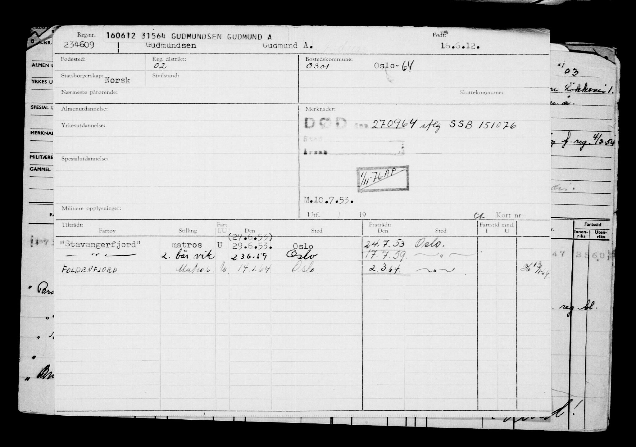 Direktoratet for sjømenn, AV/RA-S-3545/G/Gb/L0105: Hovedkort, 1912, p. 279