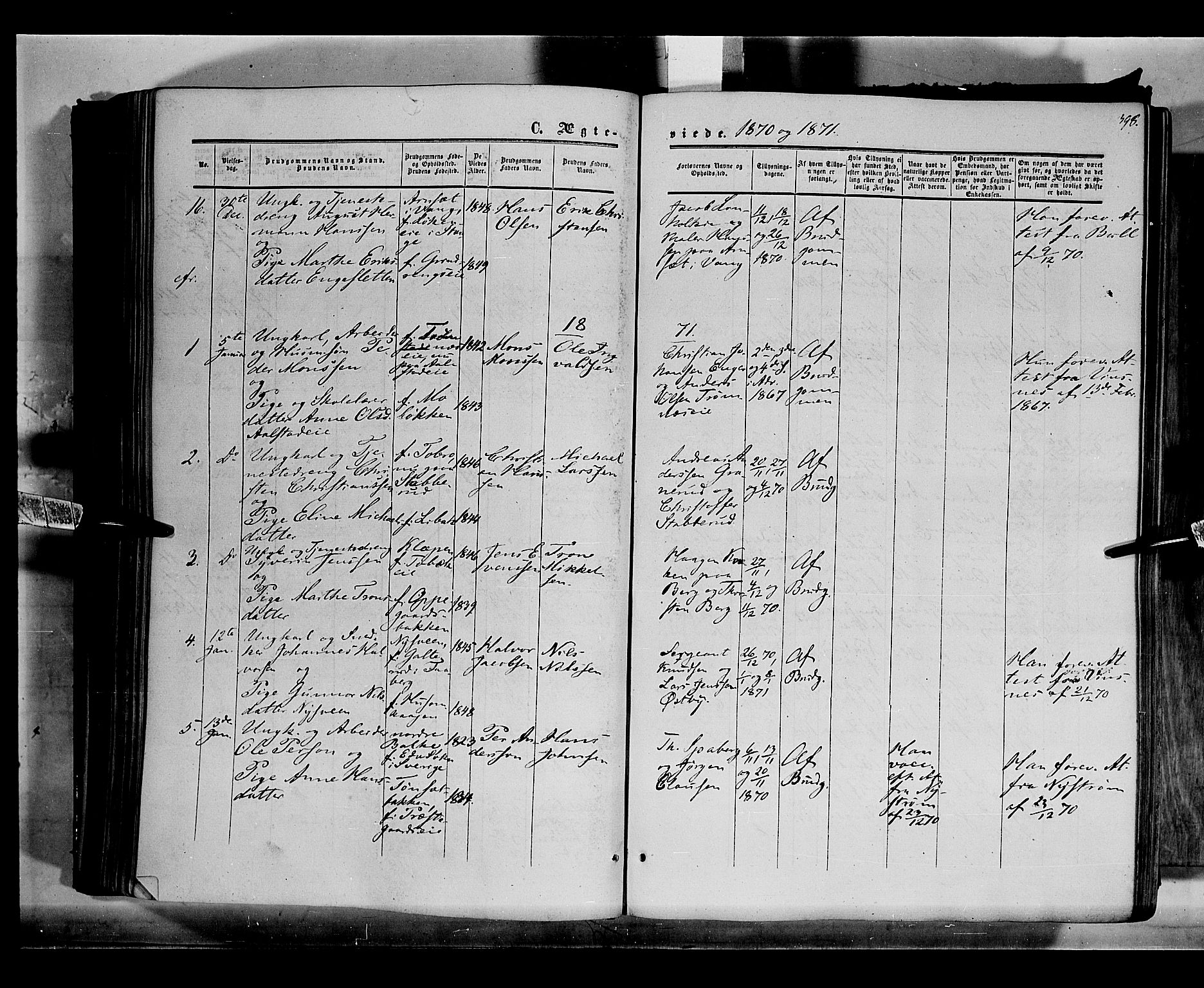 Løten prestekontor, SAH/PREST-022/K/Ka/L0008: Parish register (official) no. 8, 1860-1877, p. 398