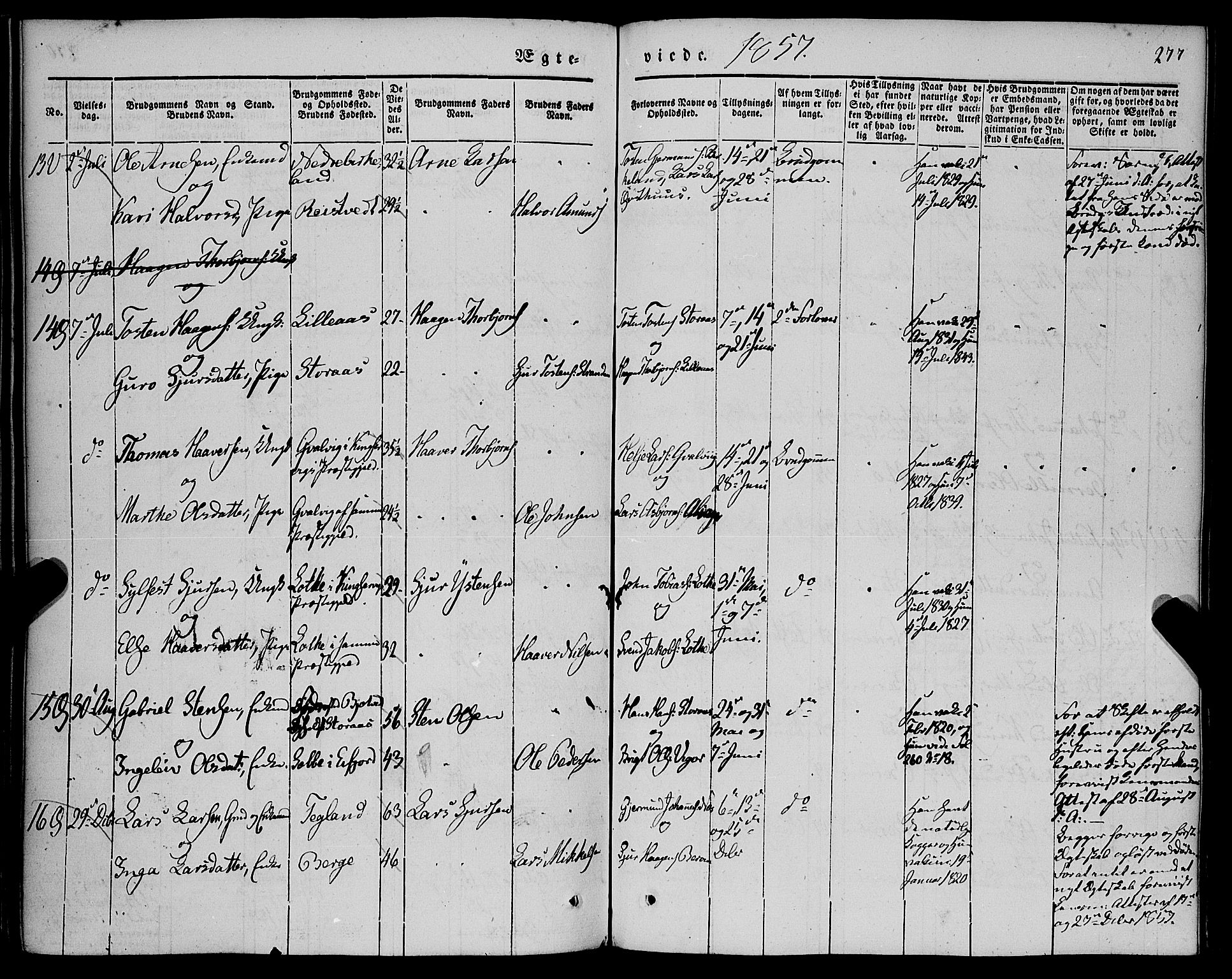 Kvam sokneprestembete, AV/SAB-A-76201/H/Haa: Parish register (official) no. A 8, 1844-1863, p. 277