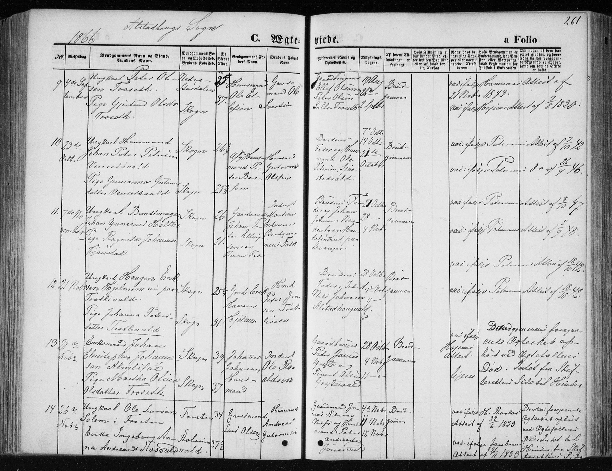 Ministerialprotokoller, klokkerbøker og fødselsregistre - Nord-Trøndelag, SAT/A-1458/717/L0157: Parish register (official) no. 717A08 /1, 1863-1877, p. 261