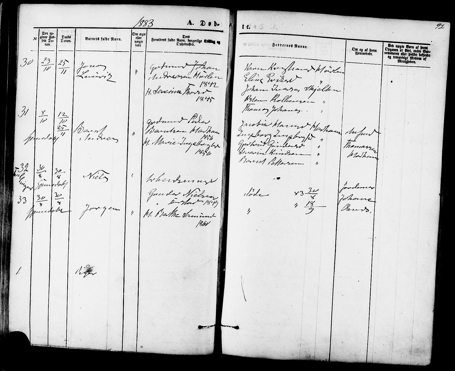 Ministerialprotokoller, klokkerbøker og fødselsregistre - Møre og Romsdal, AV/SAT-A-1454/536/L0500: Parish register (official) no. 536A09, 1876-1889, p. 92