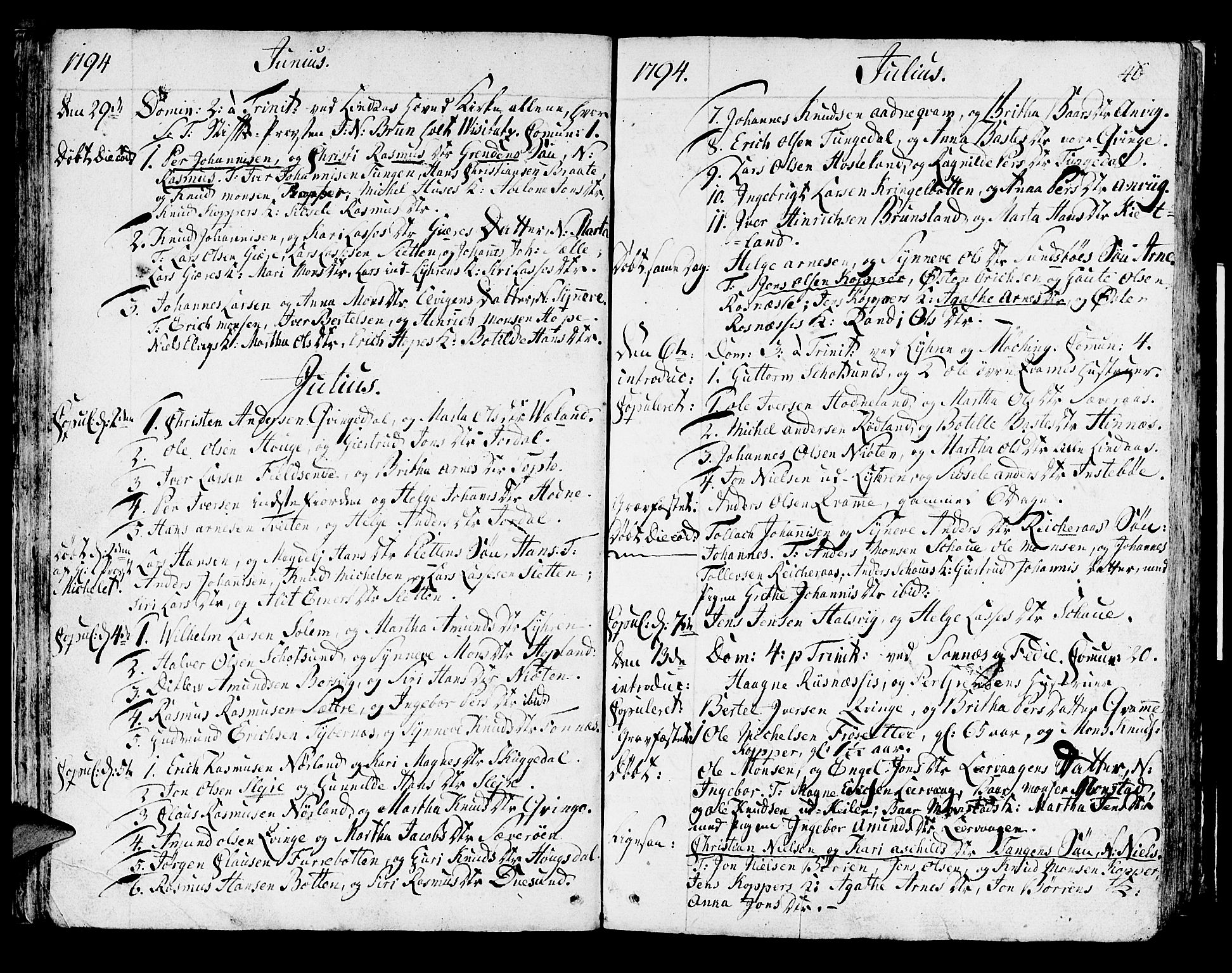 Lindås Sokneprestembete, AV/SAB-A-76701/H/Haa/Haaa/L0005: Parish register (official) no. A 5, 1791-1813, p. 46