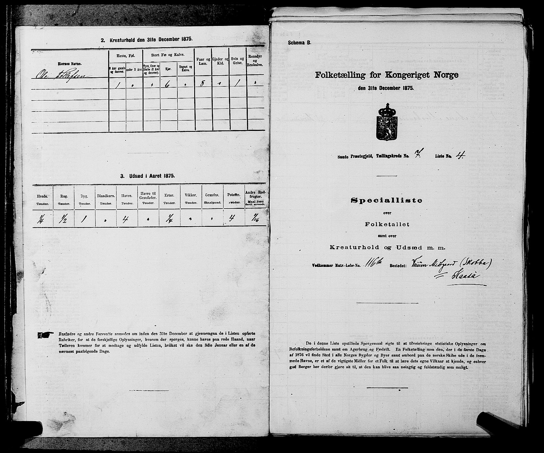 SAKO, 1875 census for 0822P Sauherad, 1875, p. 831