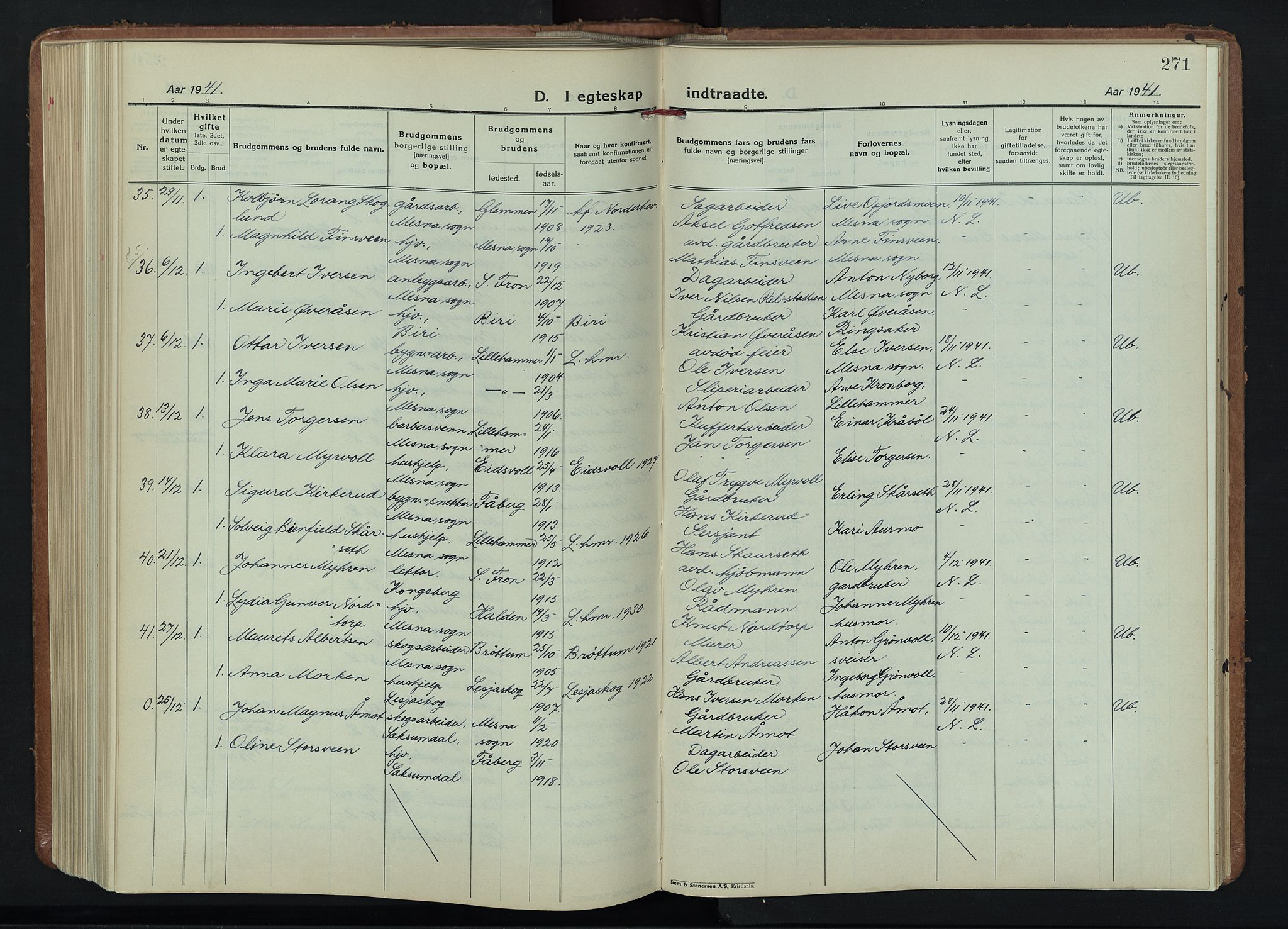 Fåberg prestekontor, SAH/PREST-086/H/Ha/Hab/L0015: Parish register (copy) no. 15, 1924-1949, p. 271