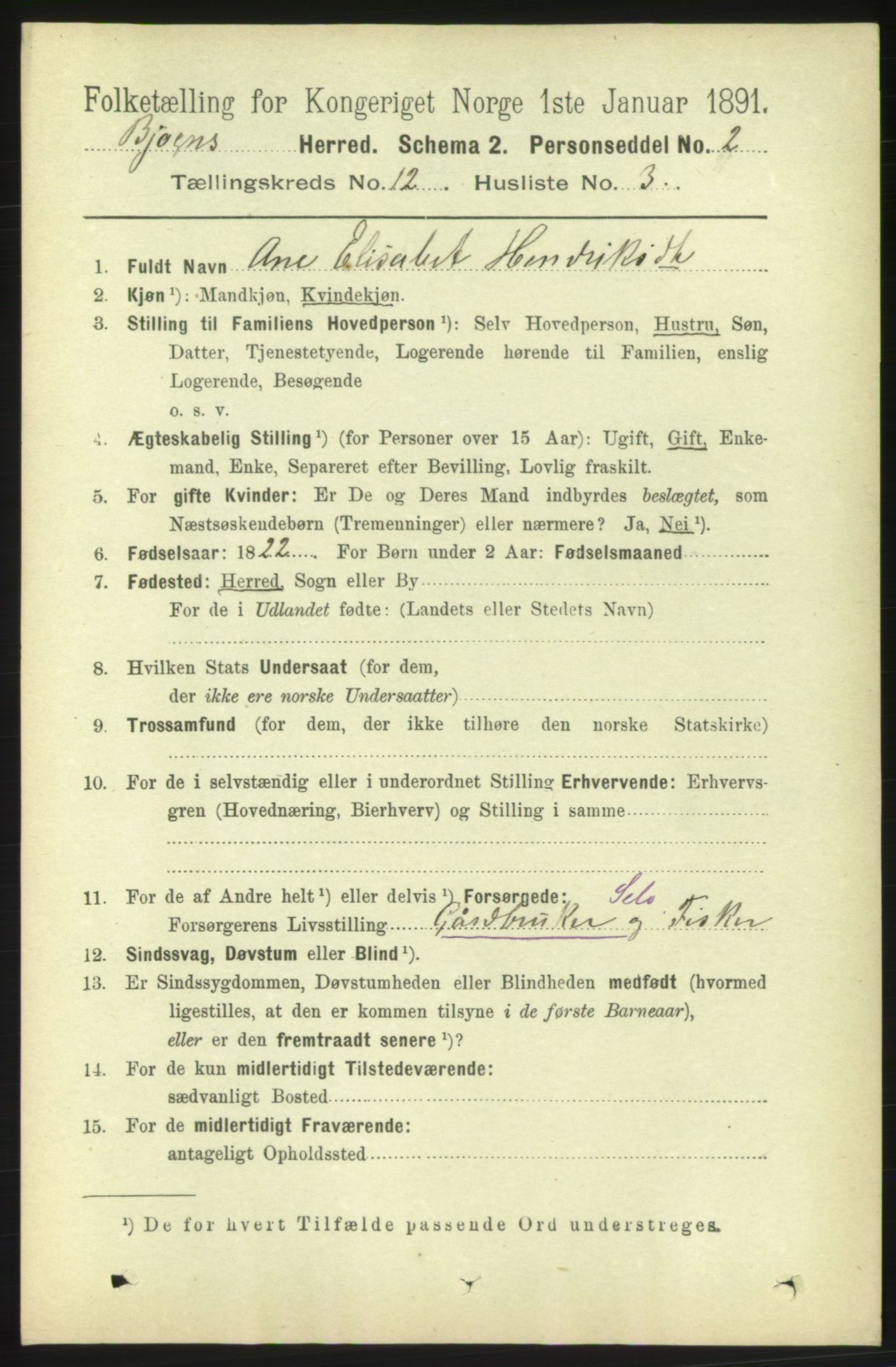 RA, 1891 census for 1627 Bjugn, 1891, p. 3501