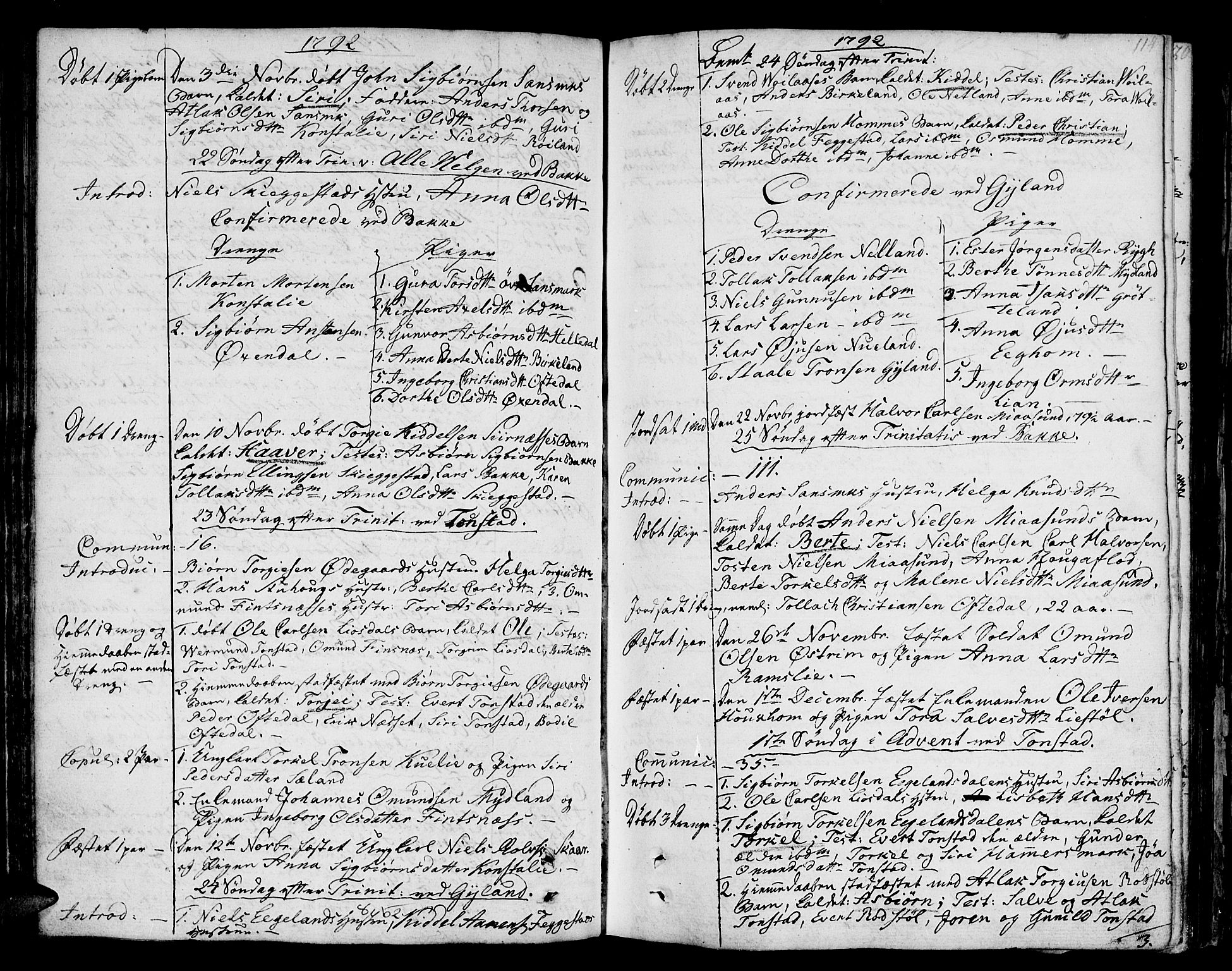 Bakke sokneprestkontor, SAK/1111-0002/F/Fa/Faa/L0002: Parish register (official) no. A 2, 1780-1816, p. 114