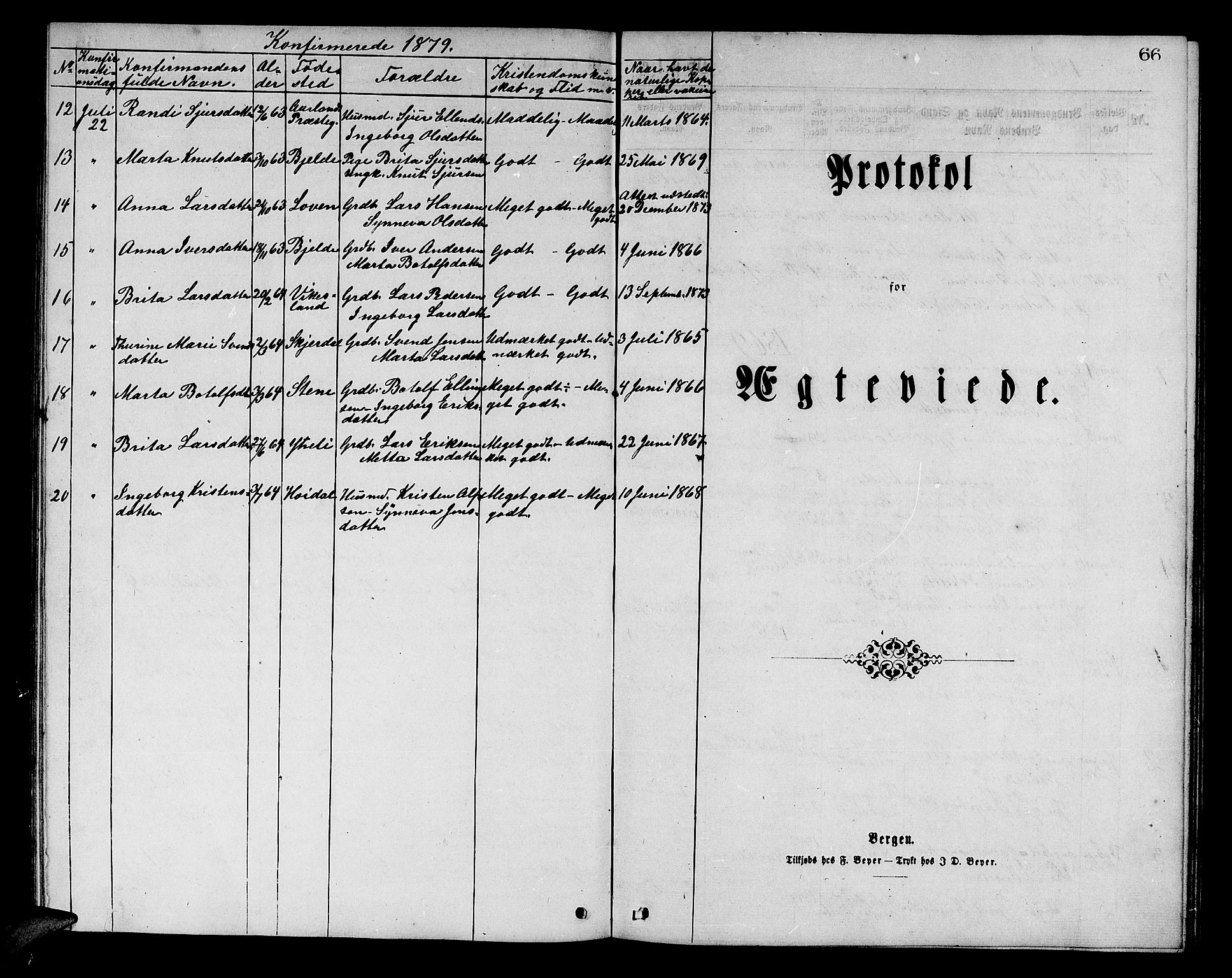 Aurland sokneprestembete, SAB/A-99937/H/Hb/Hba/L0001: Parish register (copy) no. A 1, 1868-1881, p. 66