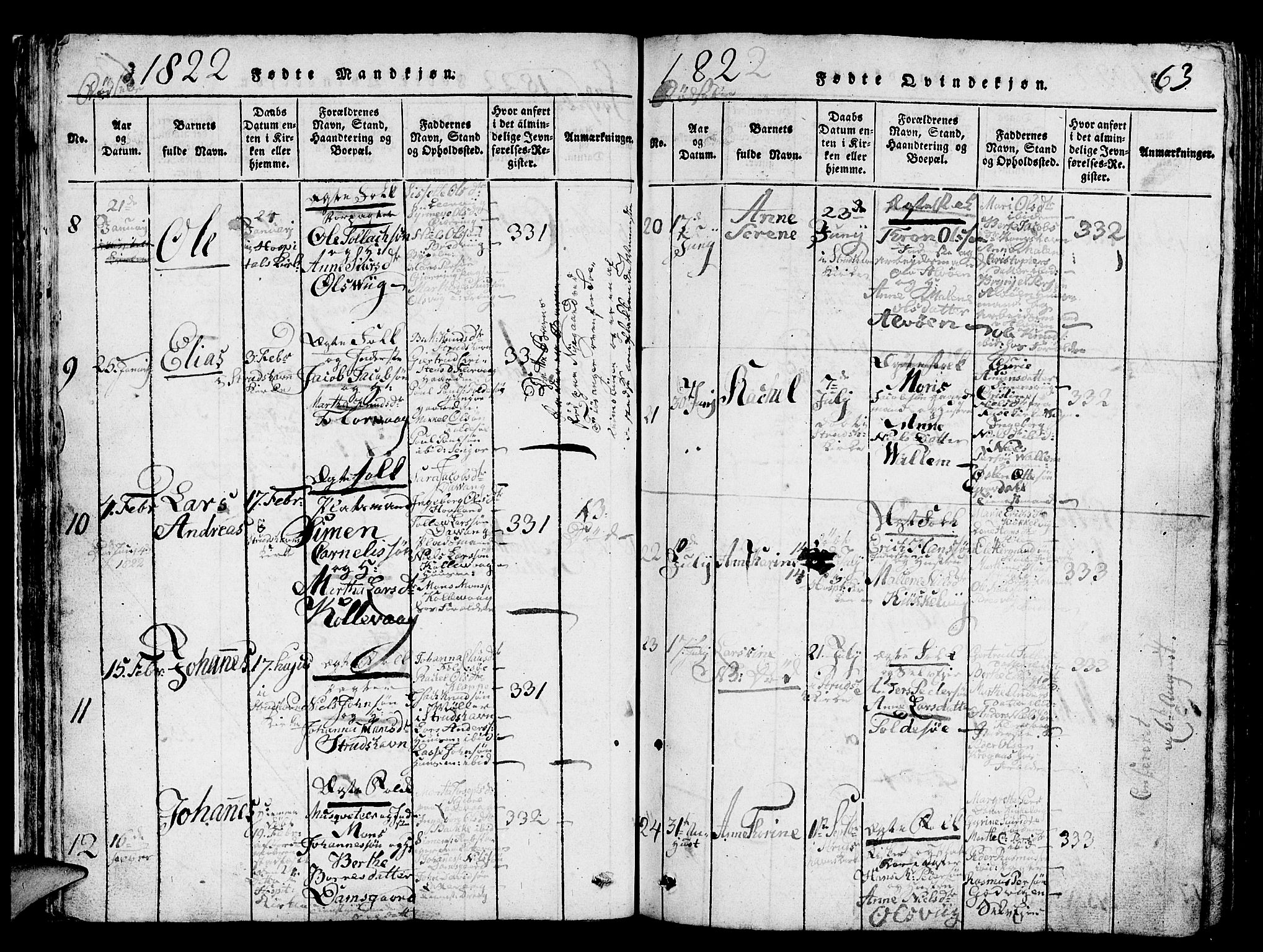 Askøy Sokneprestembete, SAB/A-74101/H/Ha/Hab/Haba/L0002: Parish register (copy) no. A 2, 1815-1846, p. 63
