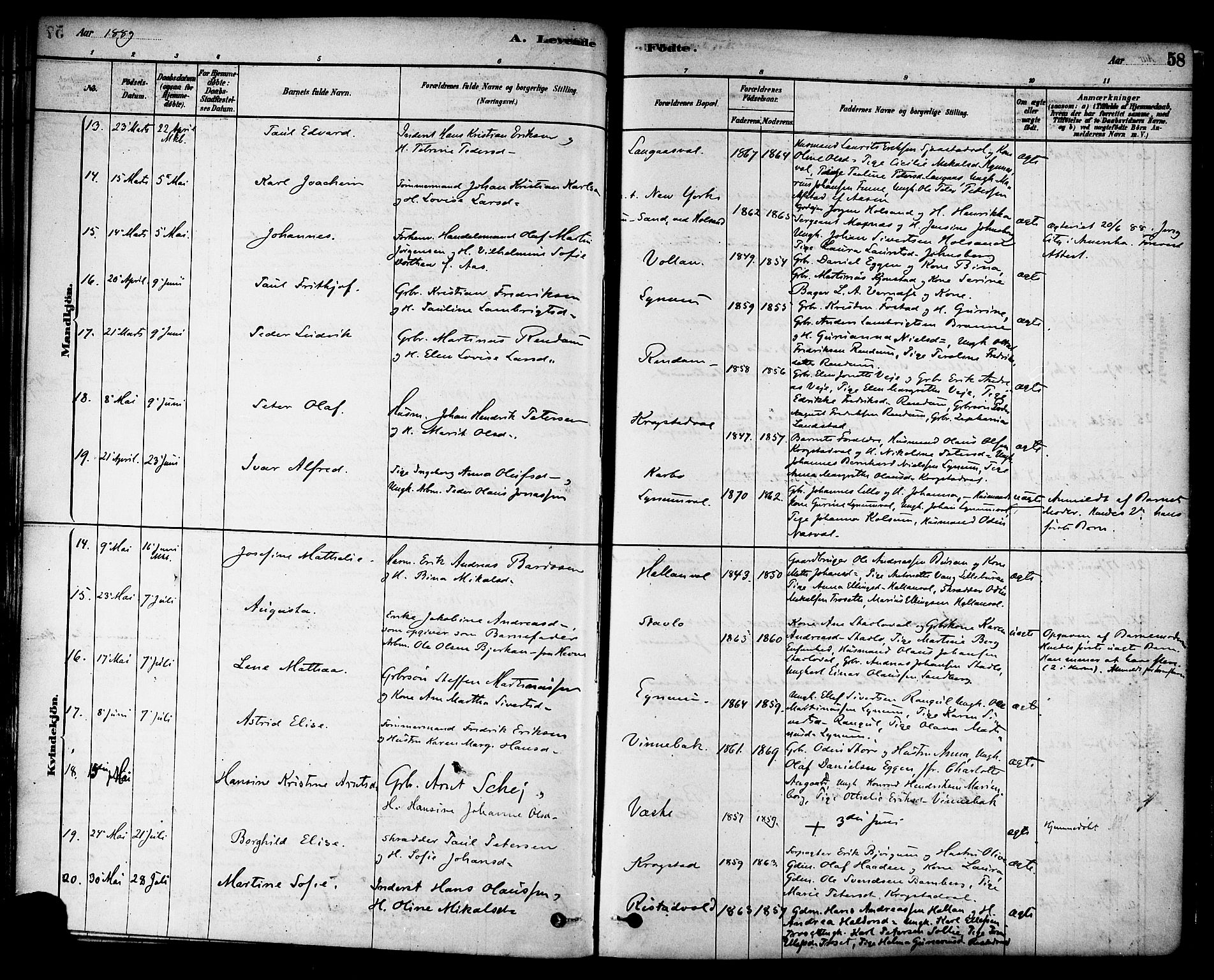 Ministerialprotokoller, klokkerbøker og fødselsregistre - Nord-Trøndelag, AV/SAT-A-1458/717/L0159: Parish register (official) no. 717A09, 1878-1898, p. 58