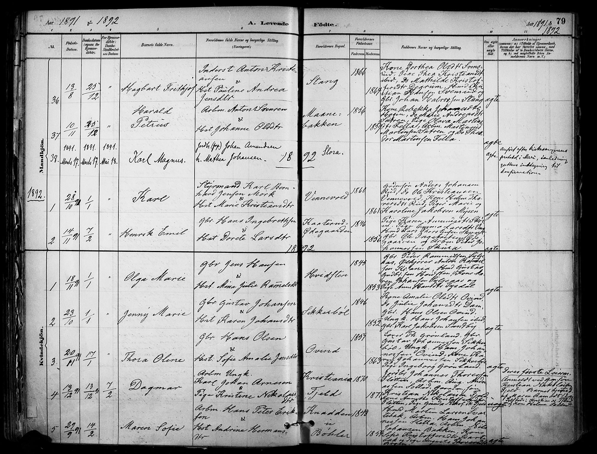 Enebakk prestekontor Kirkebøker, SAO/A-10171c/F/Fa/L0016: Parish register (official) no. I 16, 1883-1898, p. 79