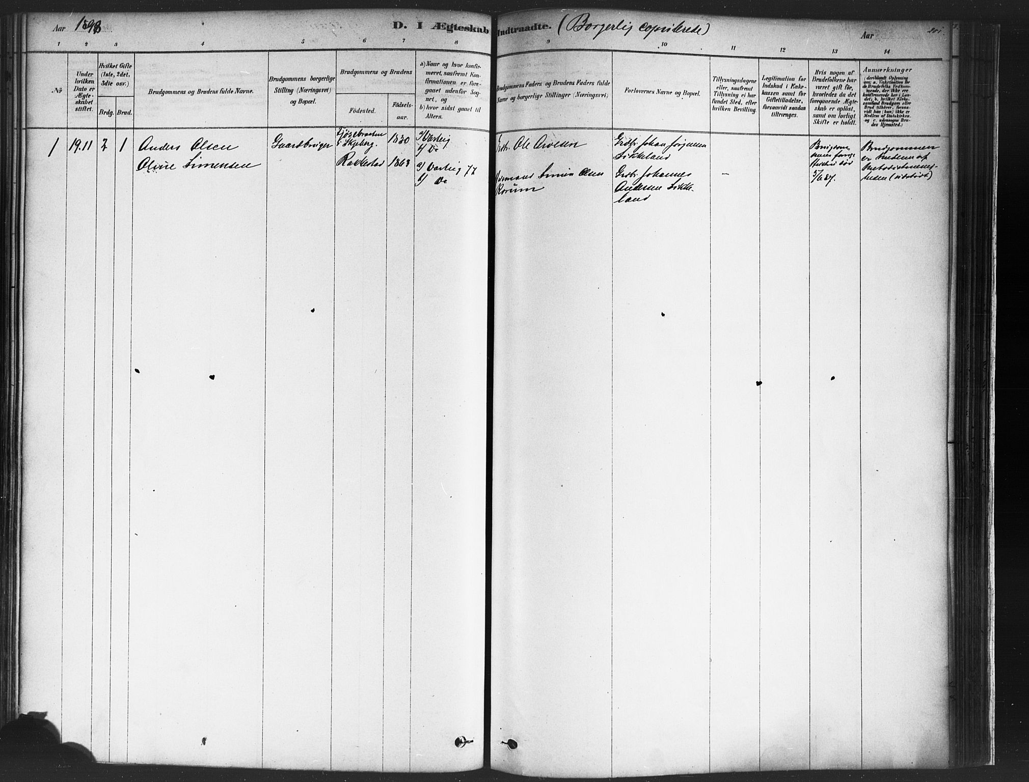 Varteig prestekontor Kirkebøker, AV/SAO-A-10447a/F/Fa/L0002: Parish register (official) no. 2, 1878-1899, p. 201