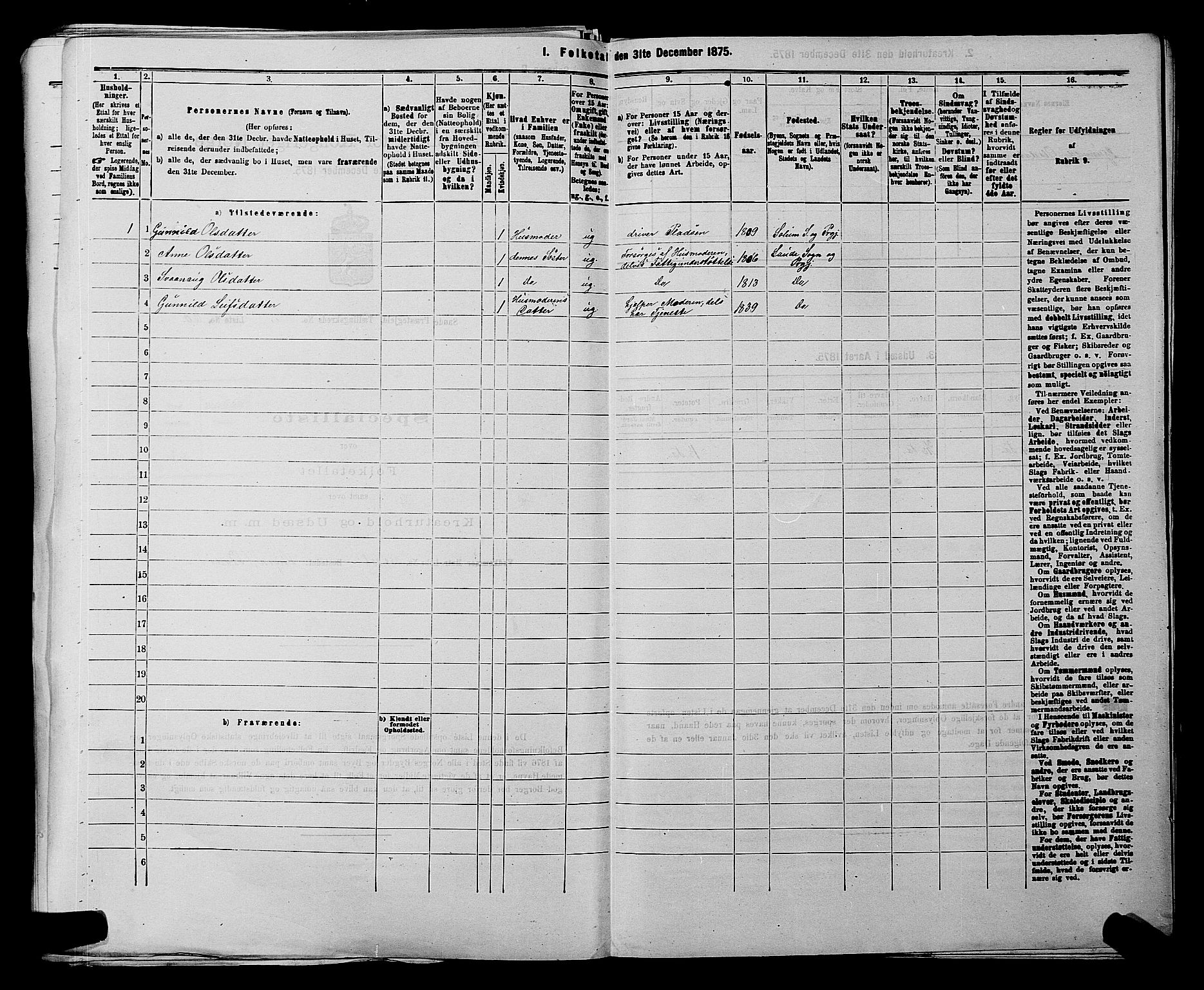 SAKO, 1875 census for 0822P Sauherad, 1875, p. 808