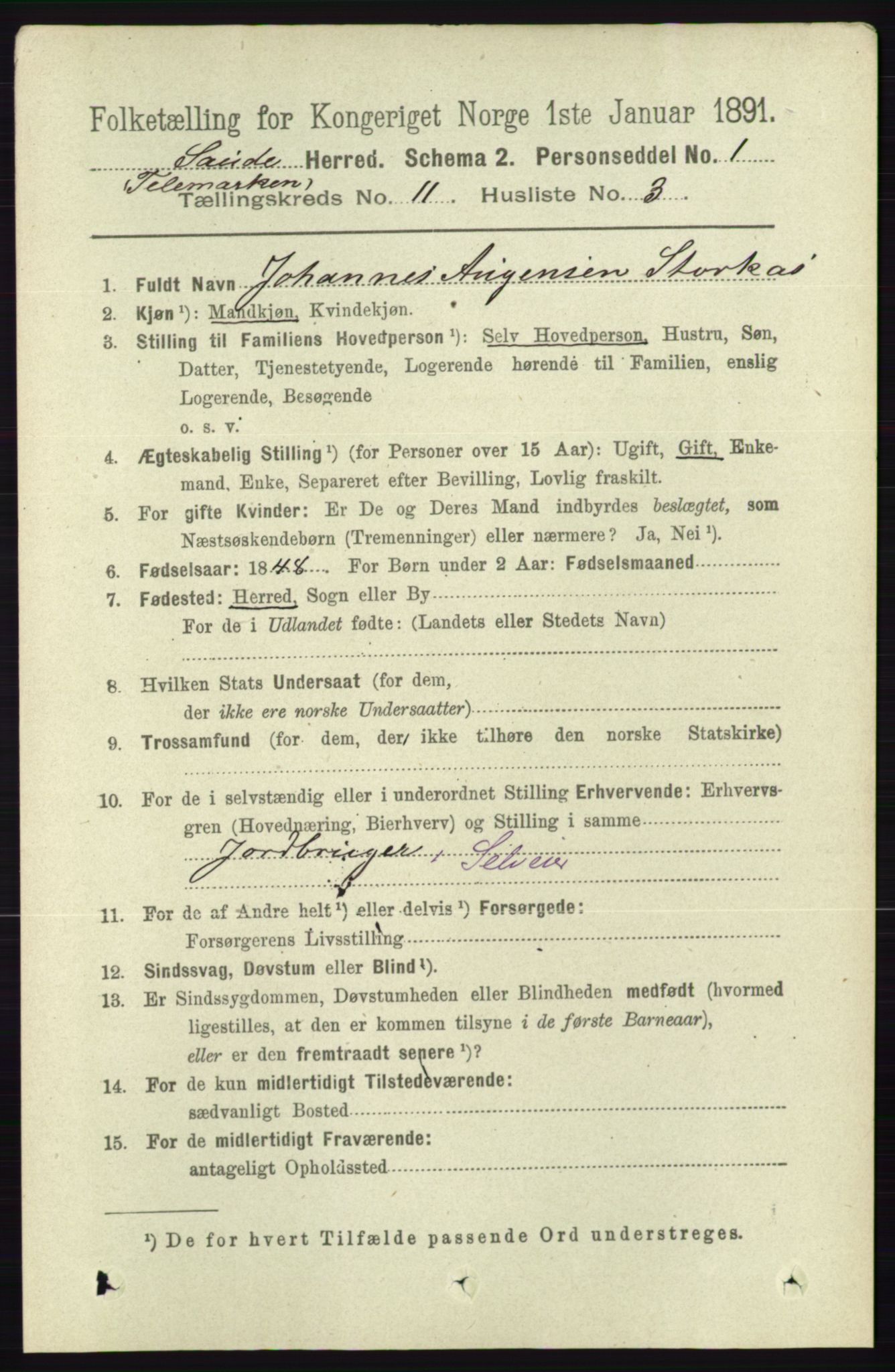 RA, 1891 census for 0822 Sauherad, 1891, p. 3386