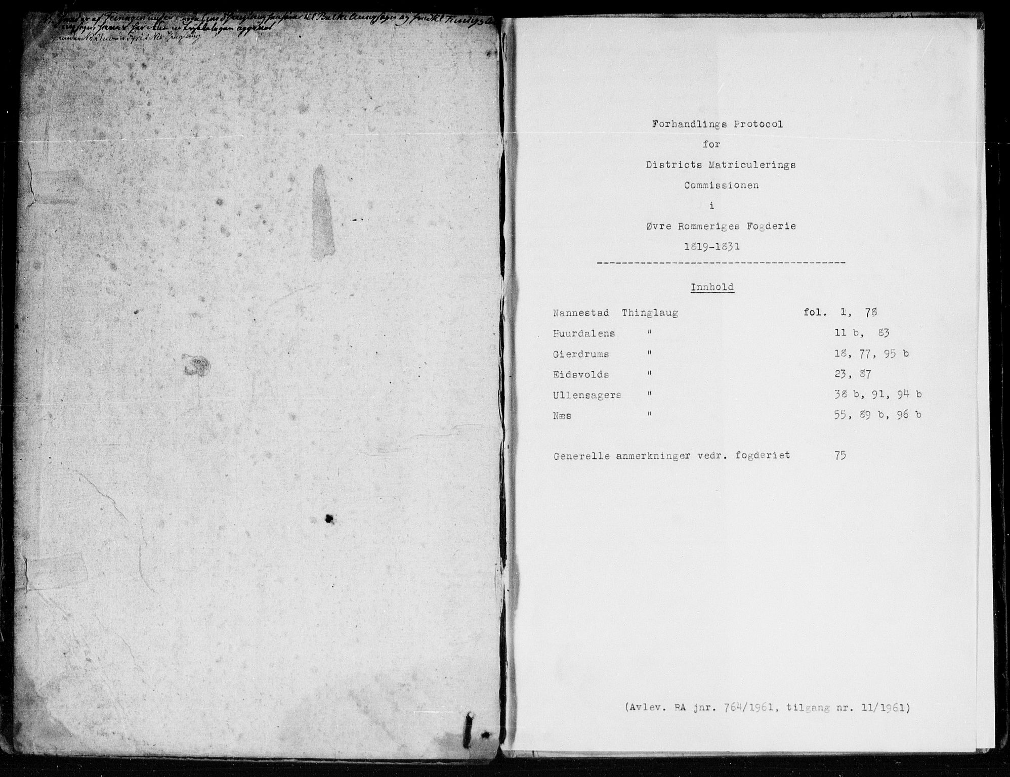 Hovedmatrikkelkommisjonen, AV/RA-S-1529, 1819-1831