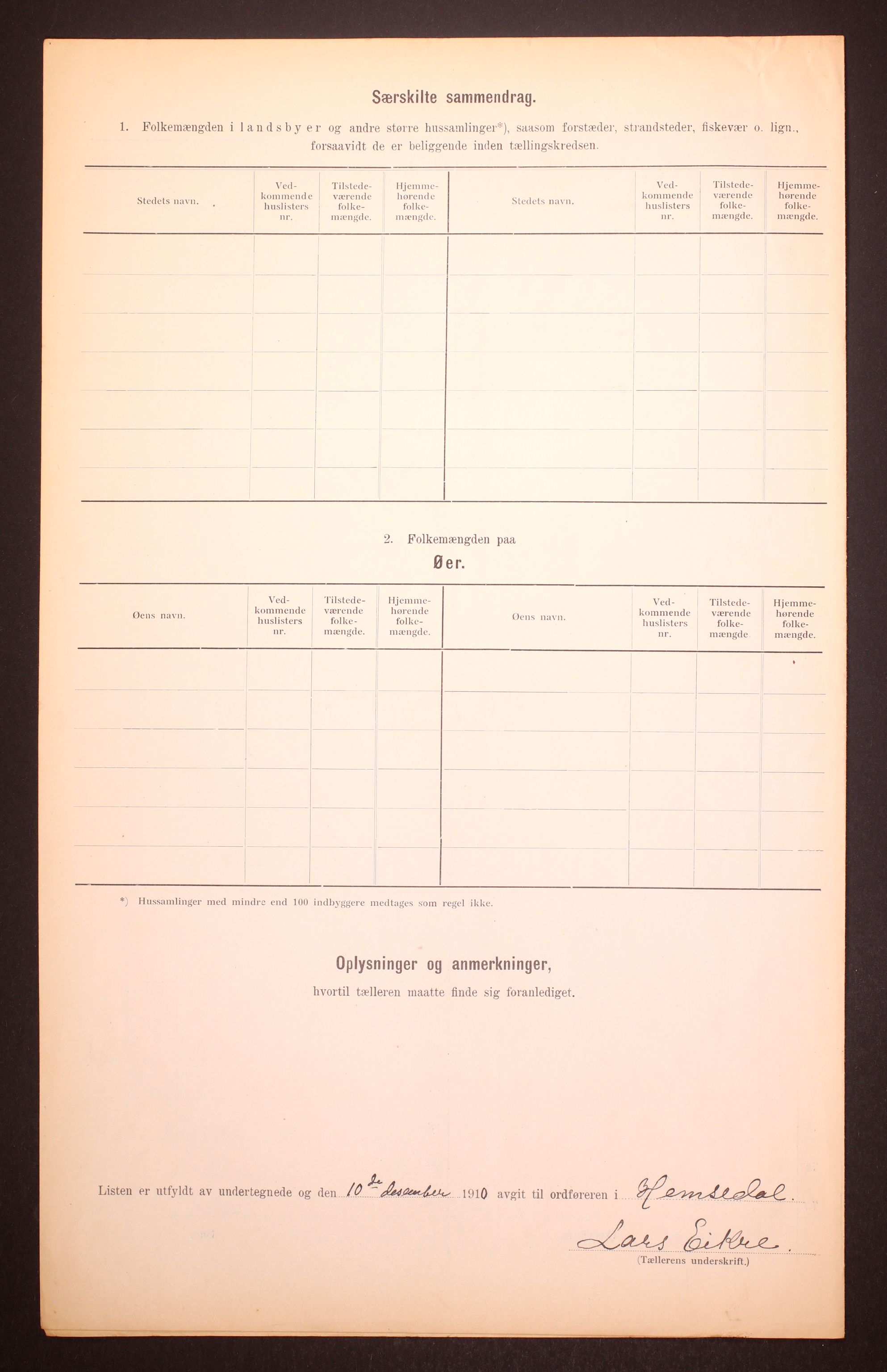 RA, 1910 census for Hemsedal, 1910, p. 12