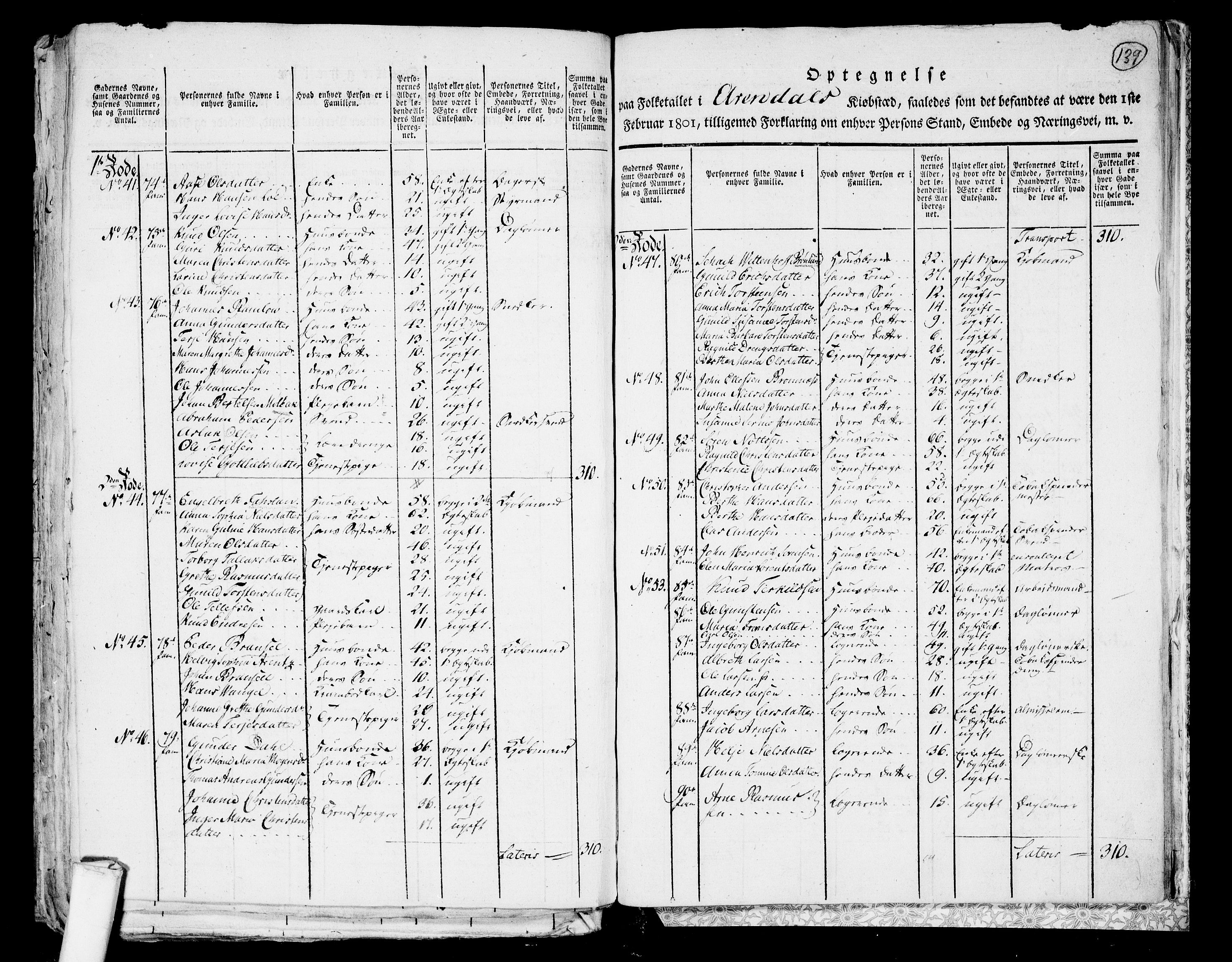 RA, 1801 census for 0903P Arendal, 1801, p. 138b-139a