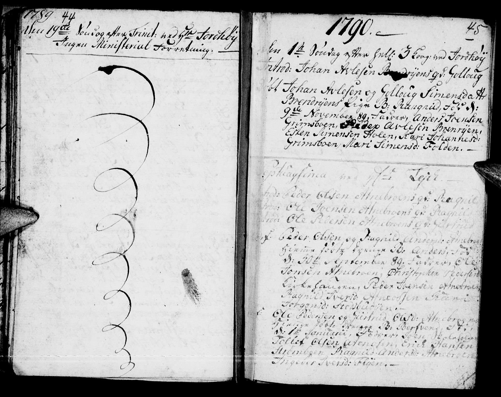 Tynset prestekontor, SAH/PREST-058/H/Ha/Haa/L0011: Parish register (official) no. 11, 1779-1790, p. 44-45