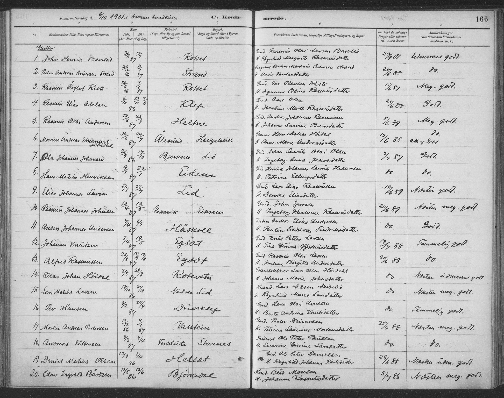 Ministerialprotokoller, klokkerbøker og fødselsregistre - Møre og Romsdal, AV/SAT-A-1454/511/L0142: Parish register (official) no. 511A09, 1891-1905, p. 166