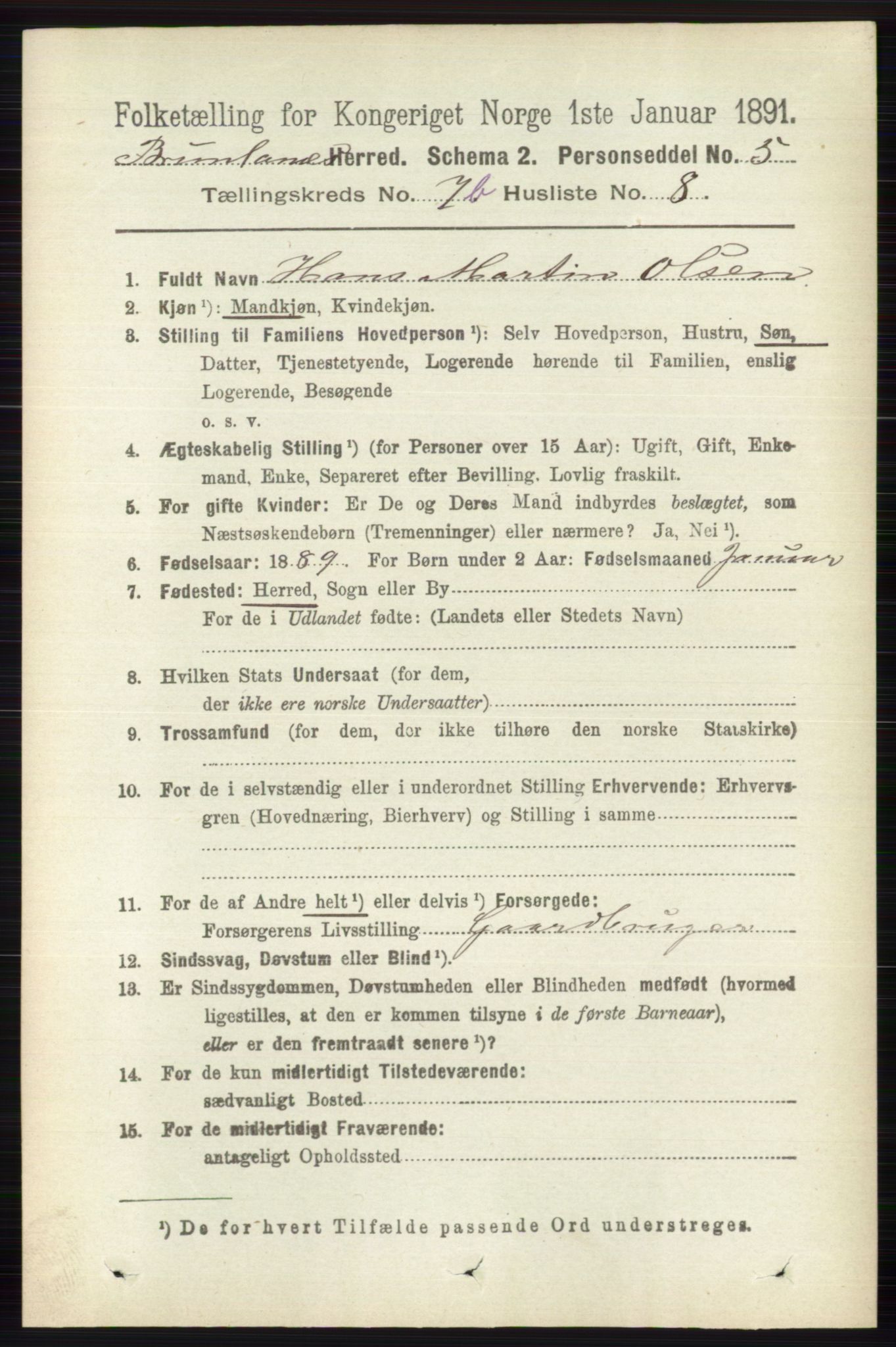 RA, 1891 census for 0726 Brunlanes, 1891, p. 3413